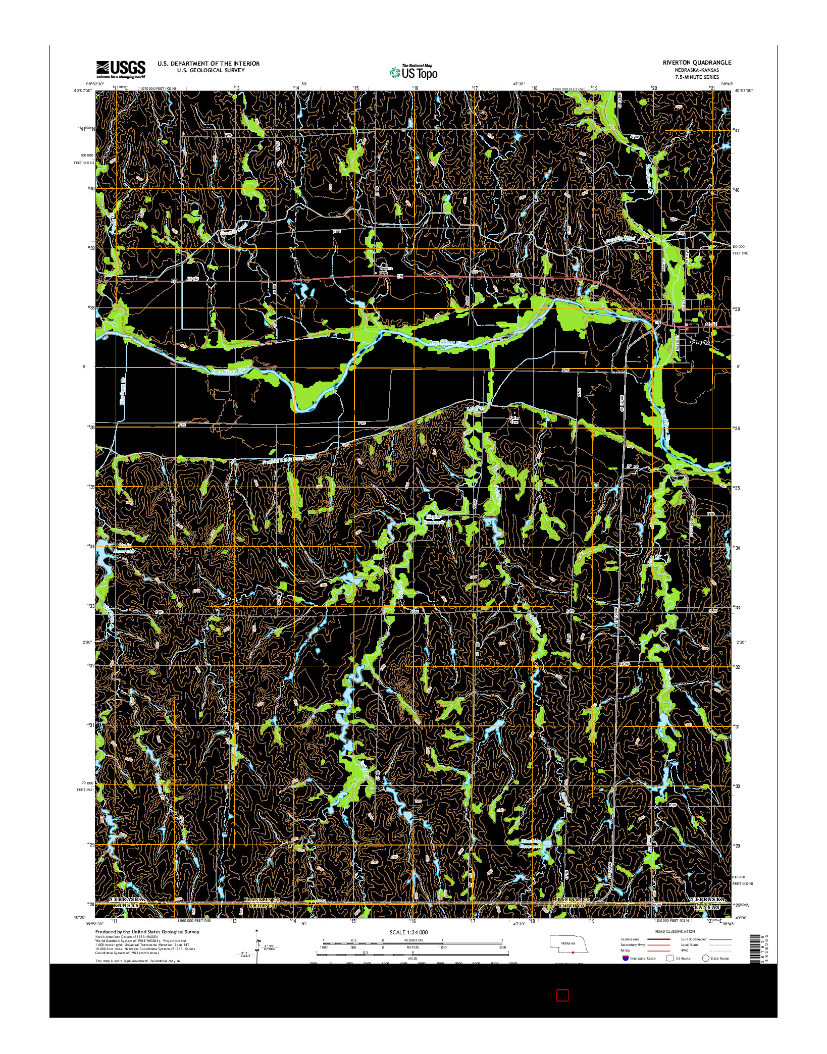 USGS US TOPO 7.5-MINUTE MAP FOR RIVERTON, NE-KS 2014