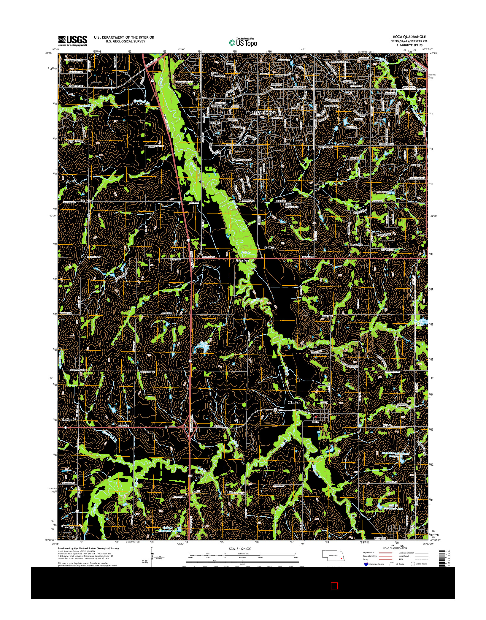 USGS US TOPO 7.5-MINUTE MAP FOR ROCA, NE 2014