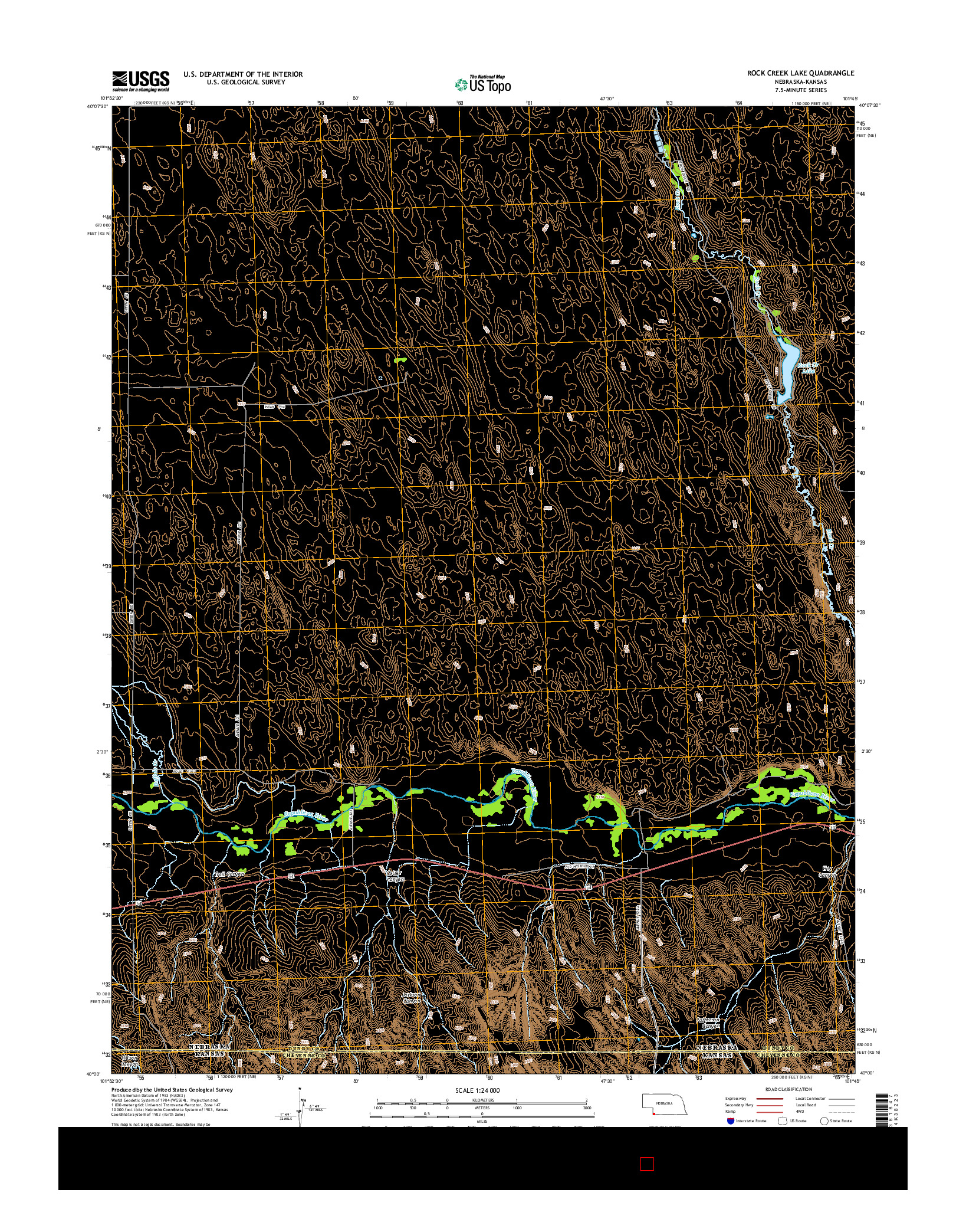 USGS US TOPO 7.5-MINUTE MAP FOR ROCK CREEK LAKE, NE-KS 2014