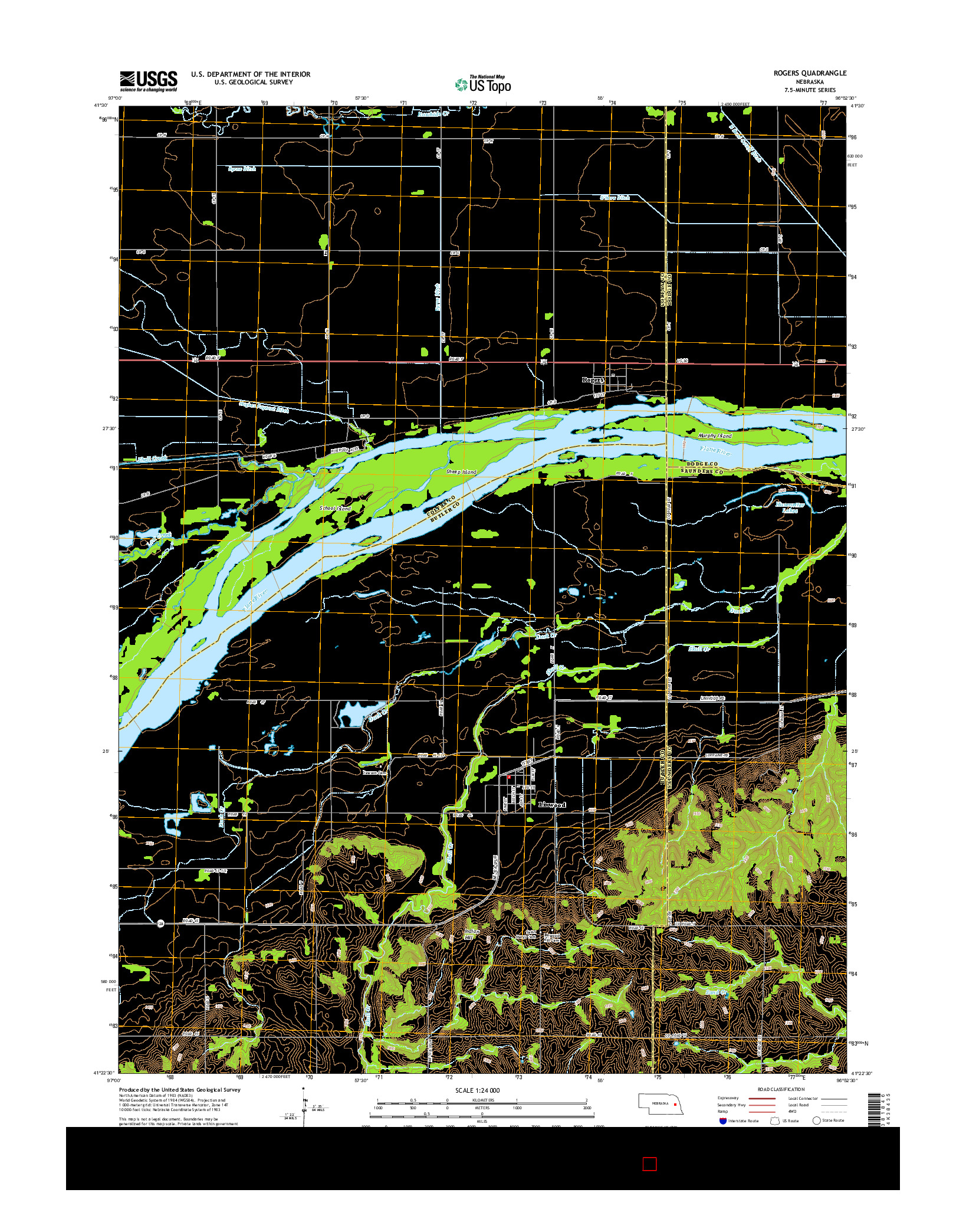 USGS US TOPO 7.5-MINUTE MAP FOR ROGERS, NE 2014