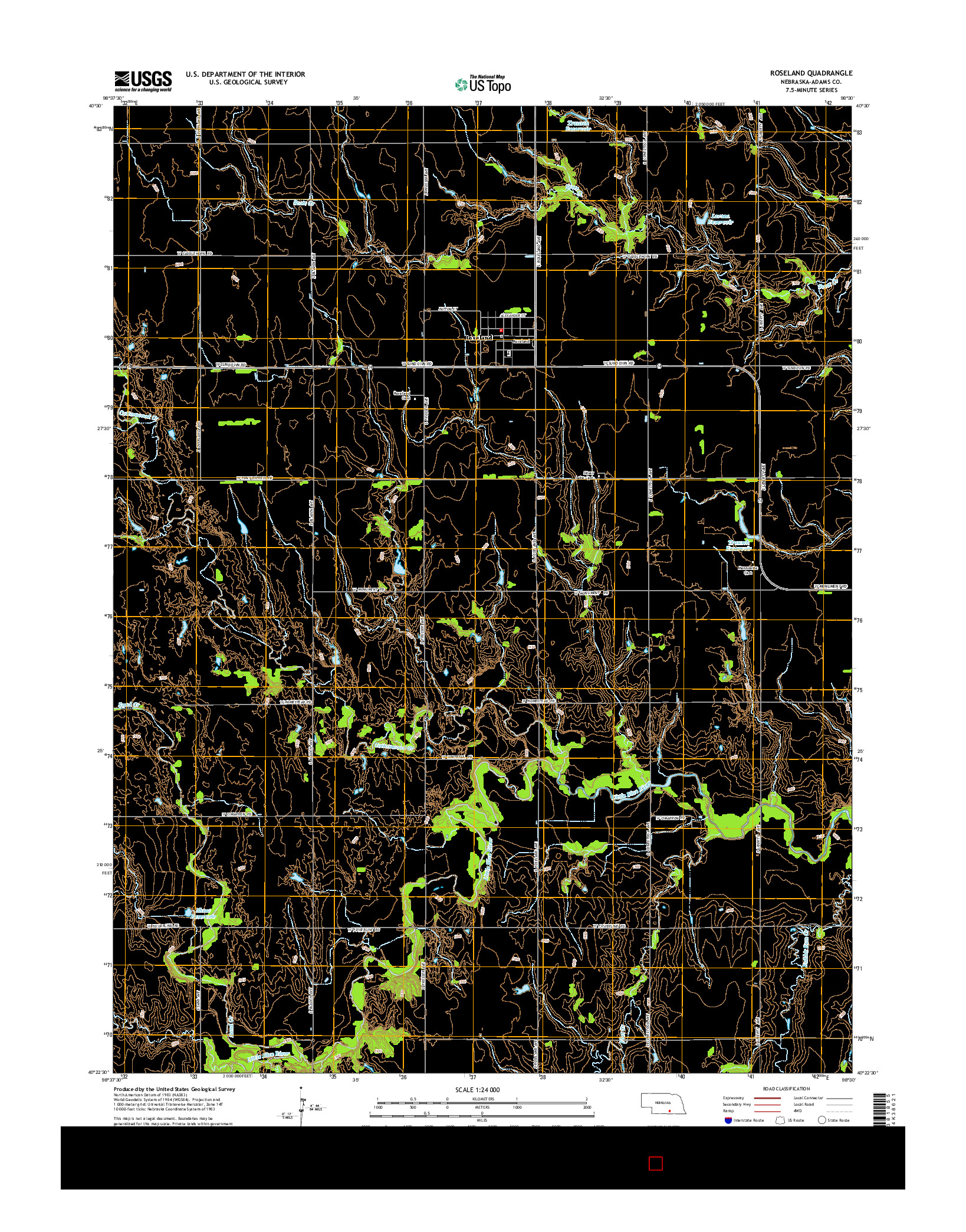 USGS US TOPO 7.5-MINUTE MAP FOR ROSELAND, NE 2014