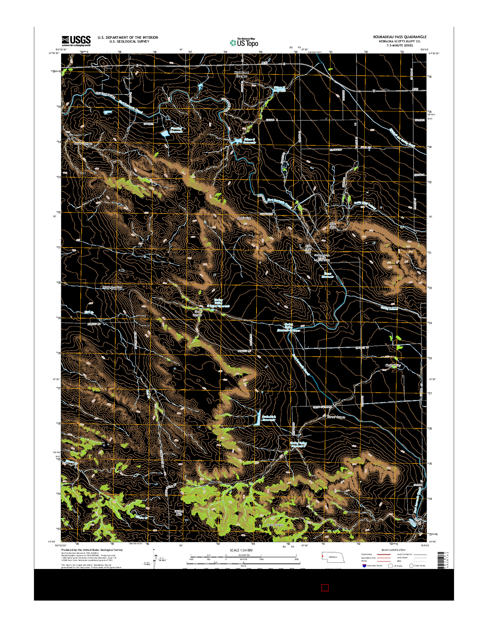USGS US TOPO 7.5-MINUTE MAP FOR ROUBADEAU PASS, NE 2014