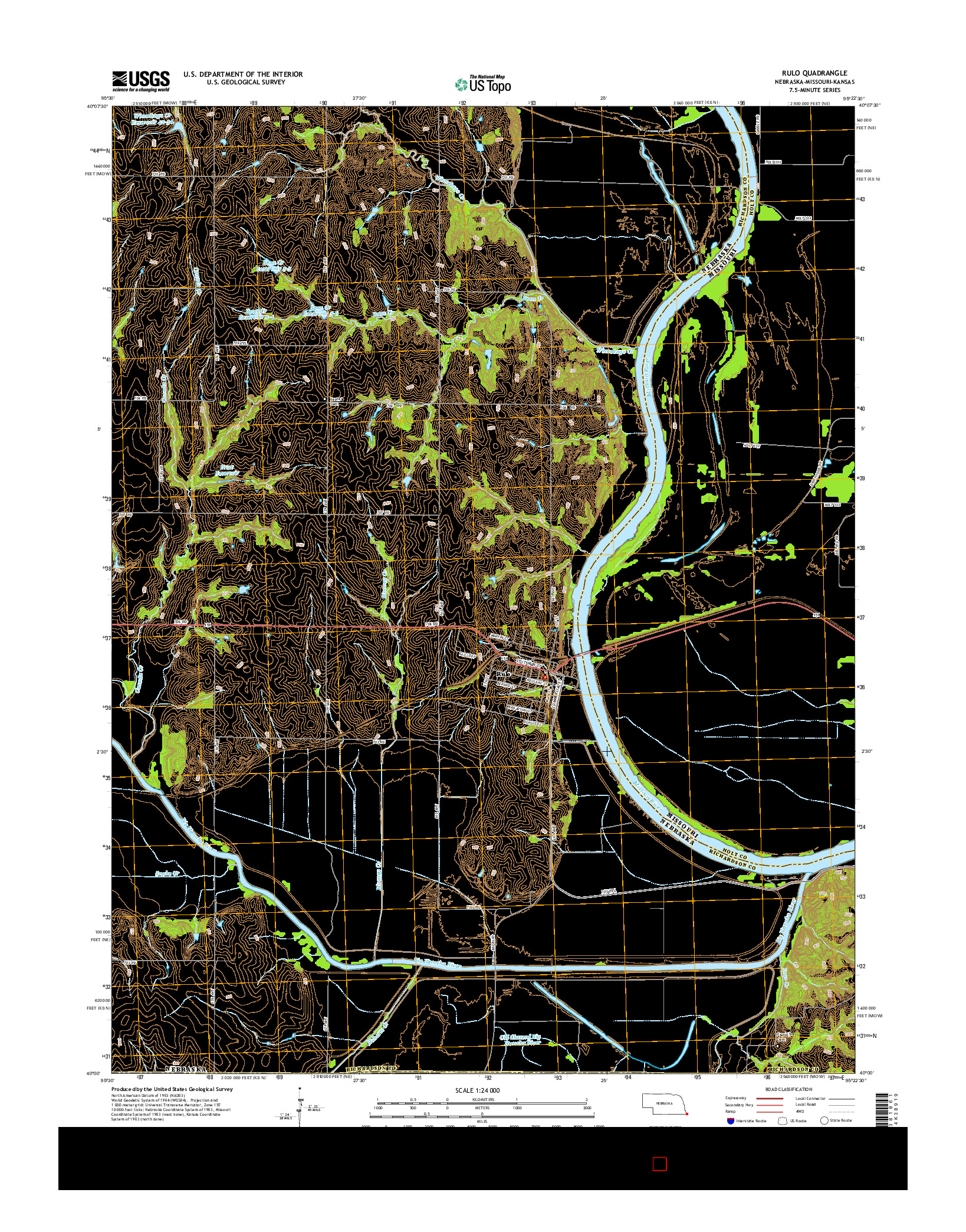 USGS US TOPO 7.5-MINUTE MAP FOR RULO, NE-MO-KS 2014