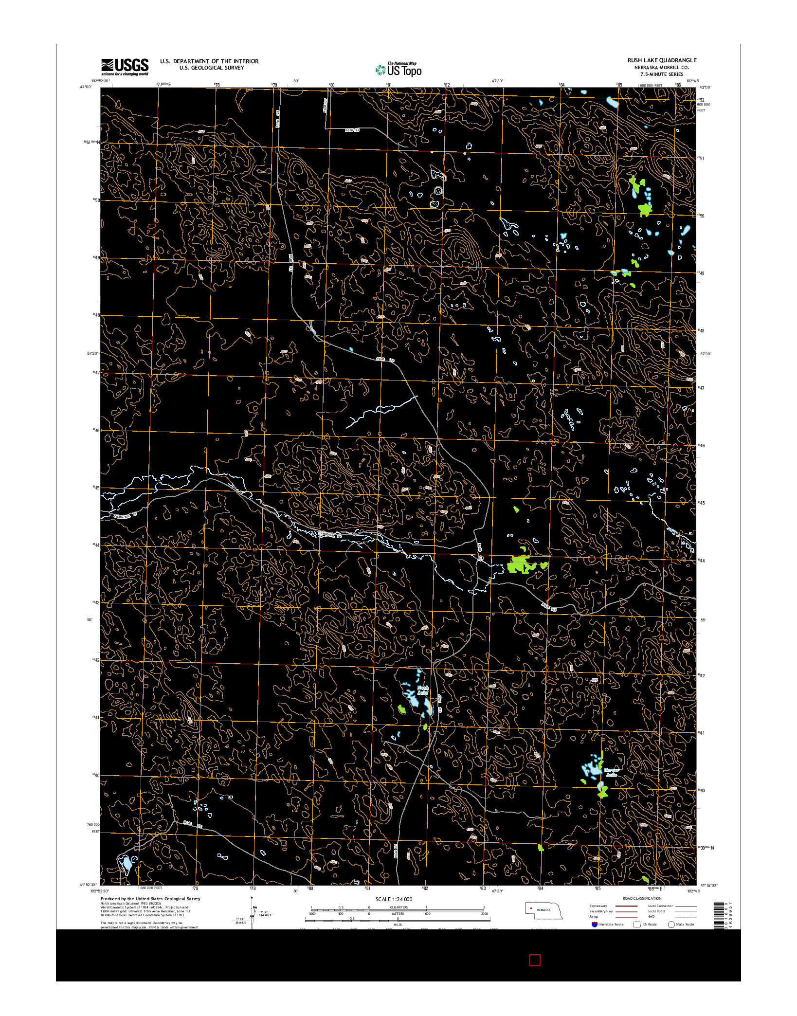 USGS US TOPO 7.5-MINUTE MAP FOR RUSH LAKE, NE 2014