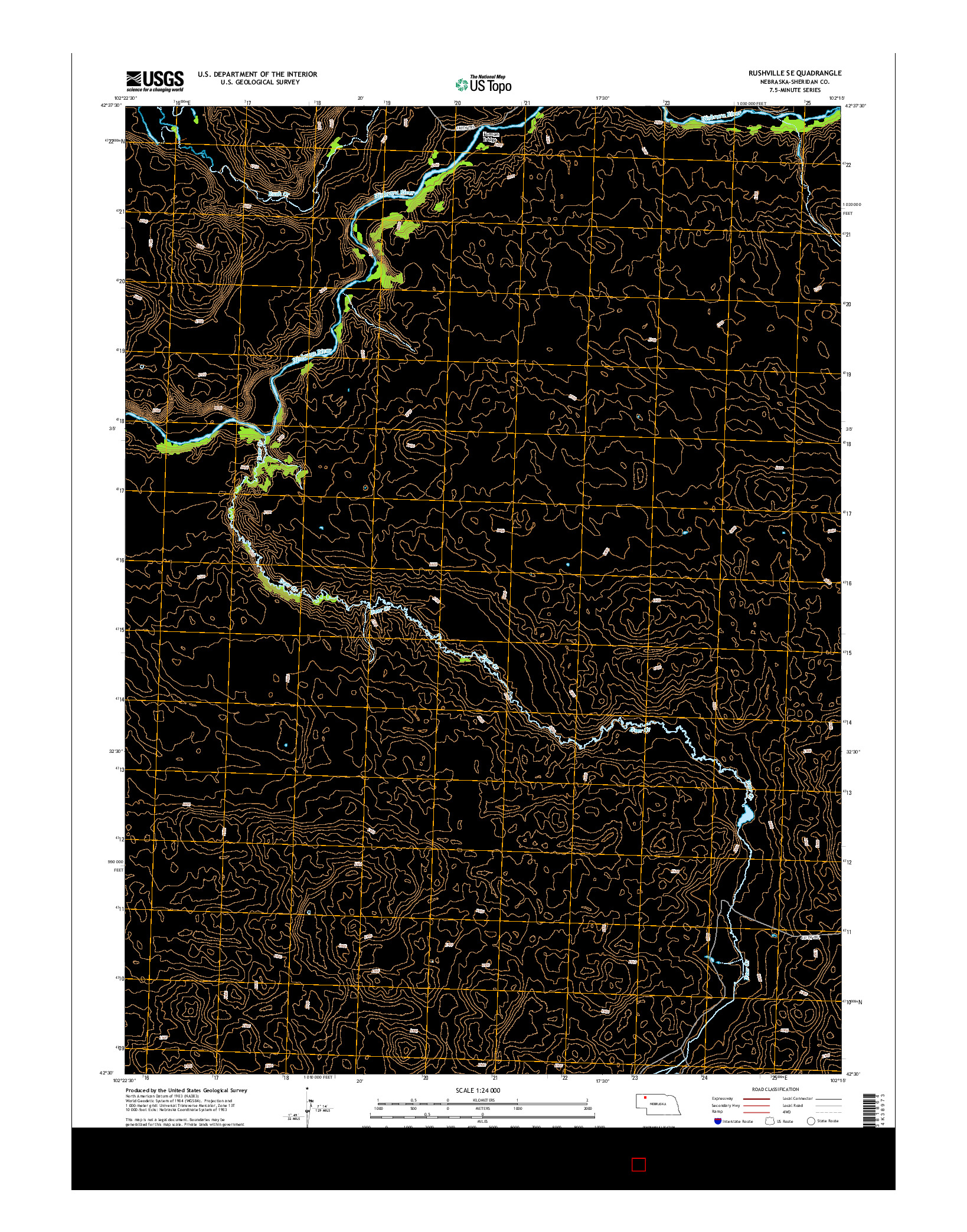 USGS US TOPO 7.5-MINUTE MAP FOR RUSHVILLE SE, NE 2014