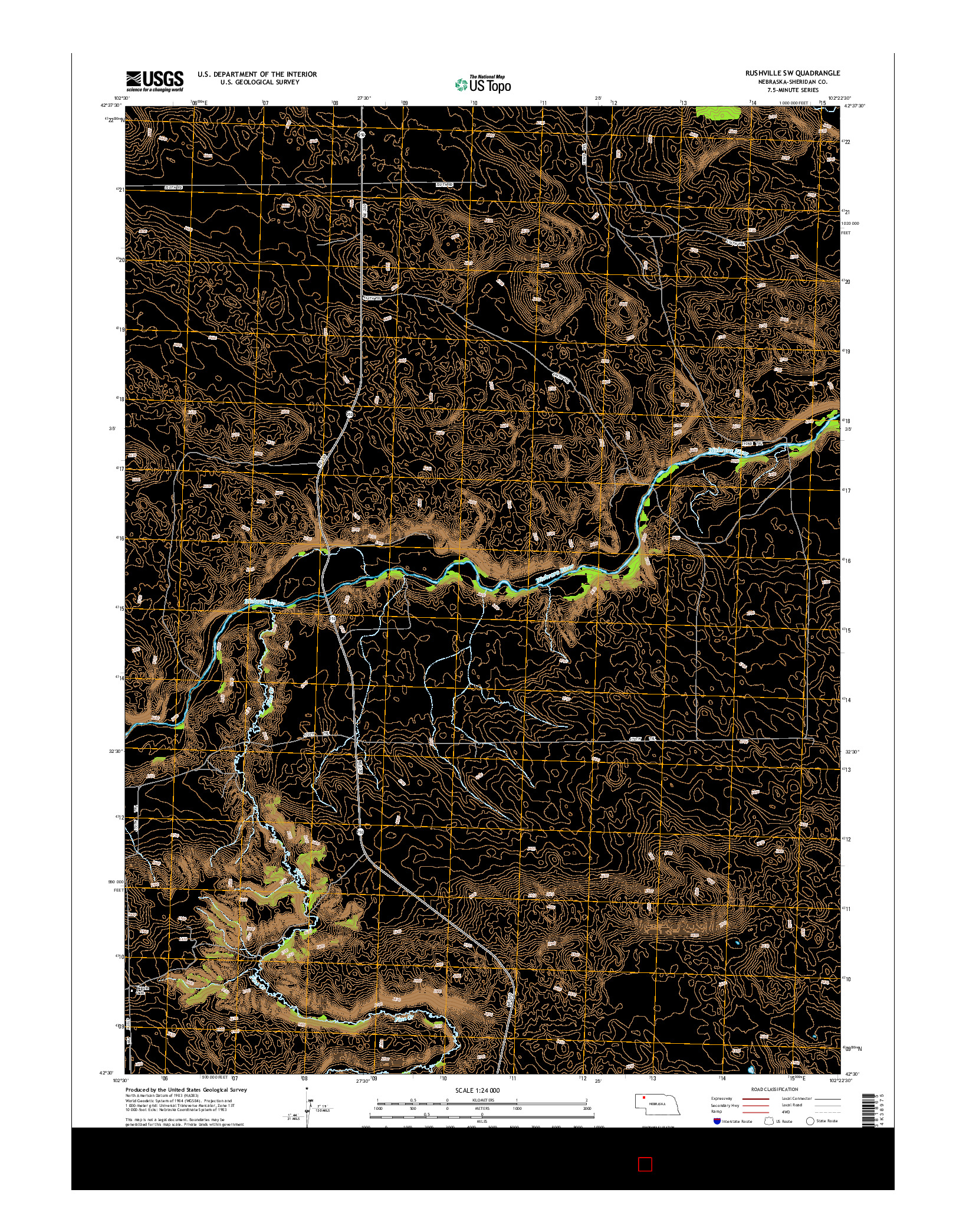 USGS US TOPO 7.5-MINUTE MAP FOR RUSHVILLE SW, NE 2014