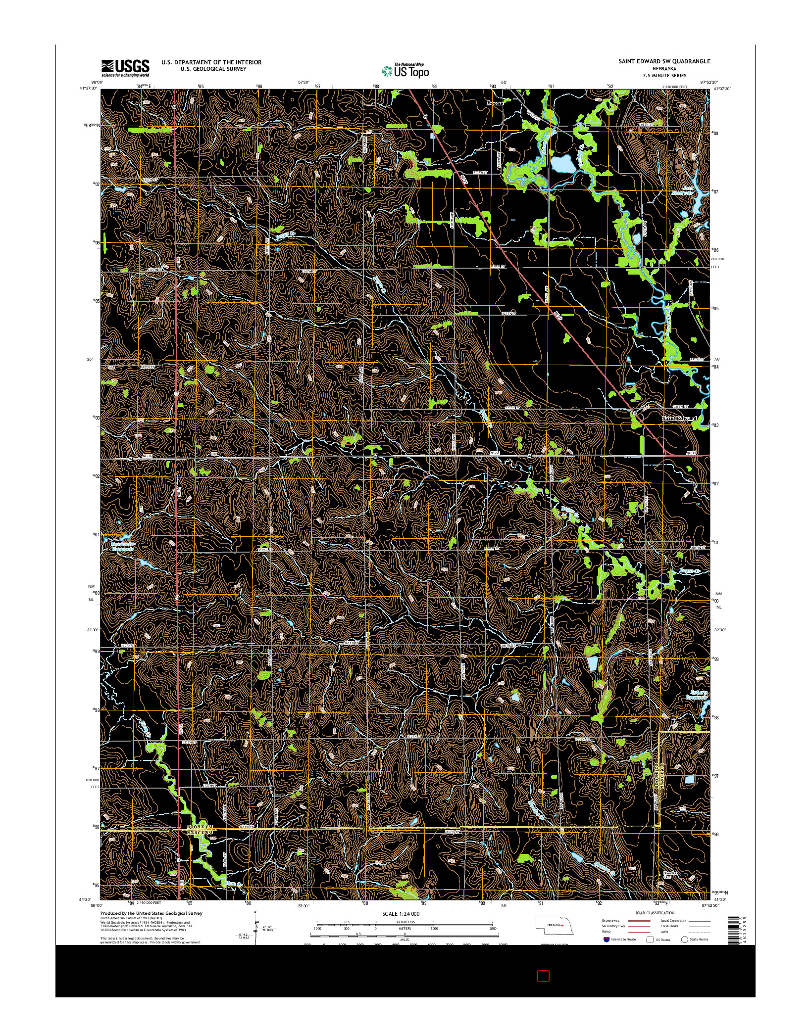 USGS US TOPO 7.5-MINUTE MAP FOR SAINT EDWARD SW, NE 2014