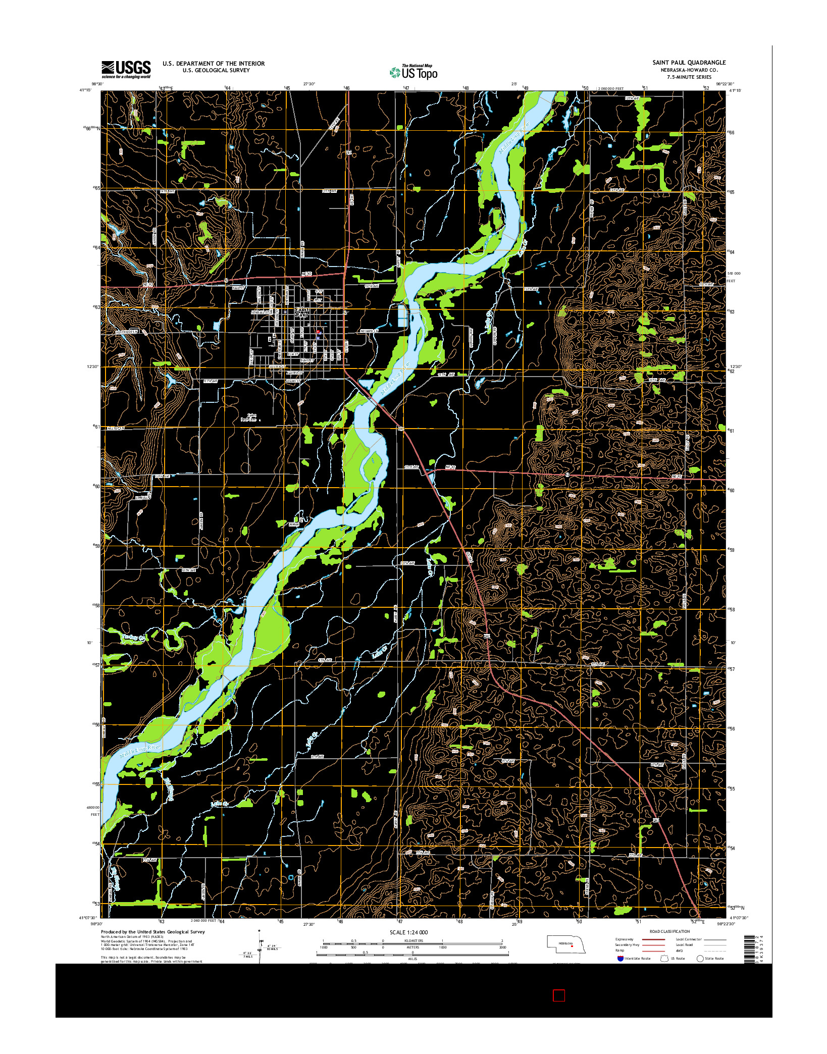 USGS US TOPO 7.5-MINUTE MAP FOR SAINT PAUL, NE 2014