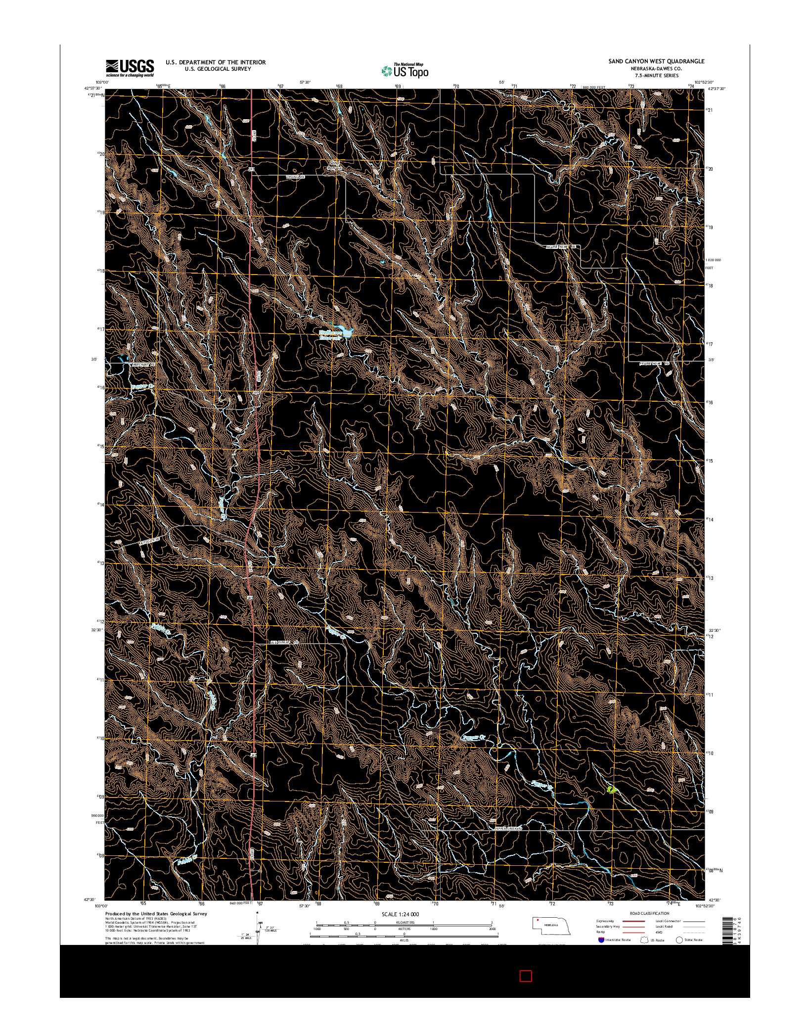 USGS US TOPO 7.5-MINUTE MAP FOR SAND CANYON WEST, NE 2014