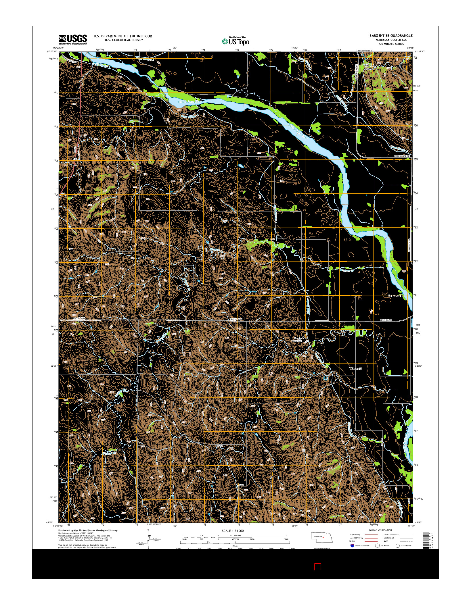 USGS US TOPO 7.5-MINUTE MAP FOR SARGENT SE, NE 2014