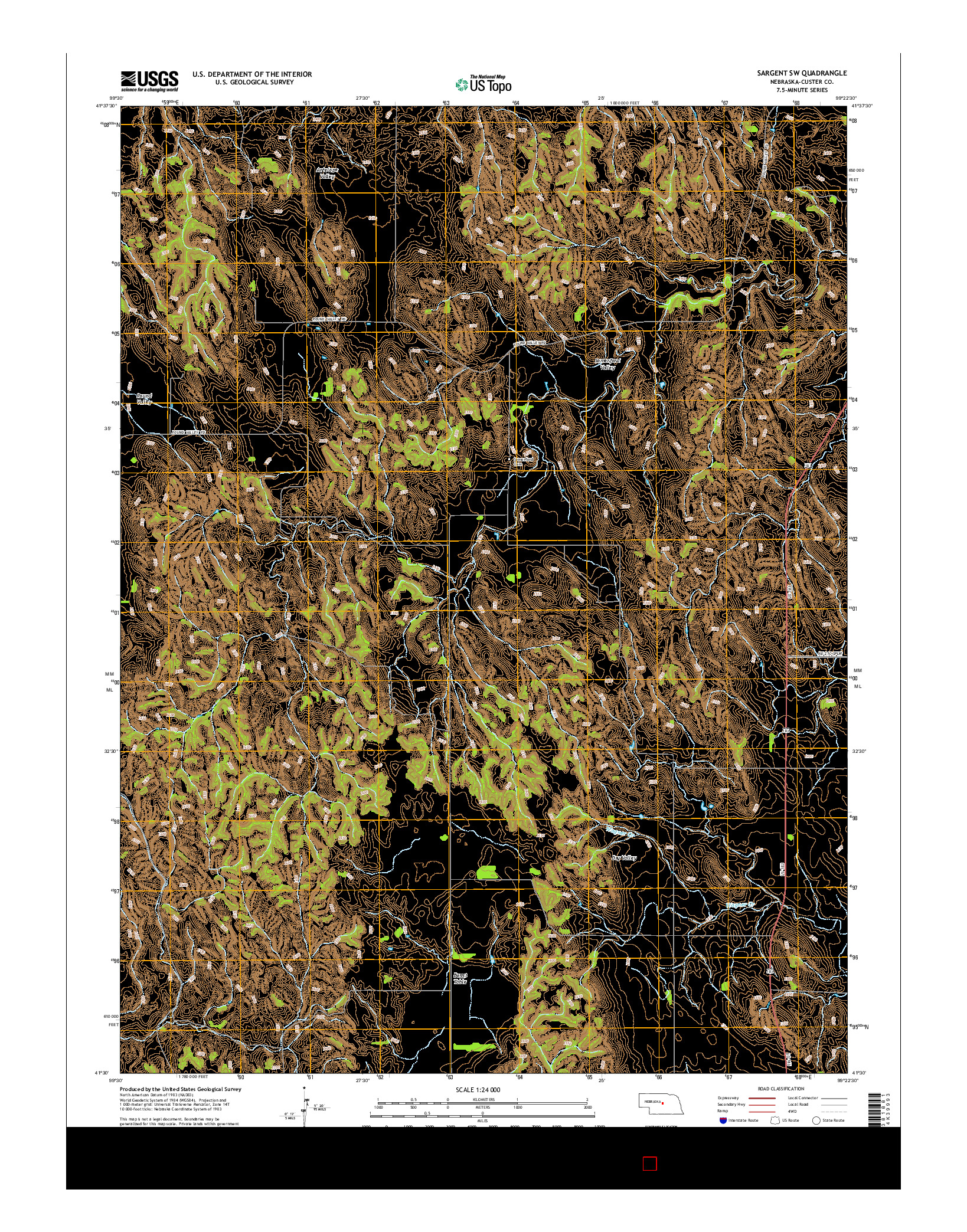 USGS US TOPO 7.5-MINUTE MAP FOR SARGENT SW, NE 2014