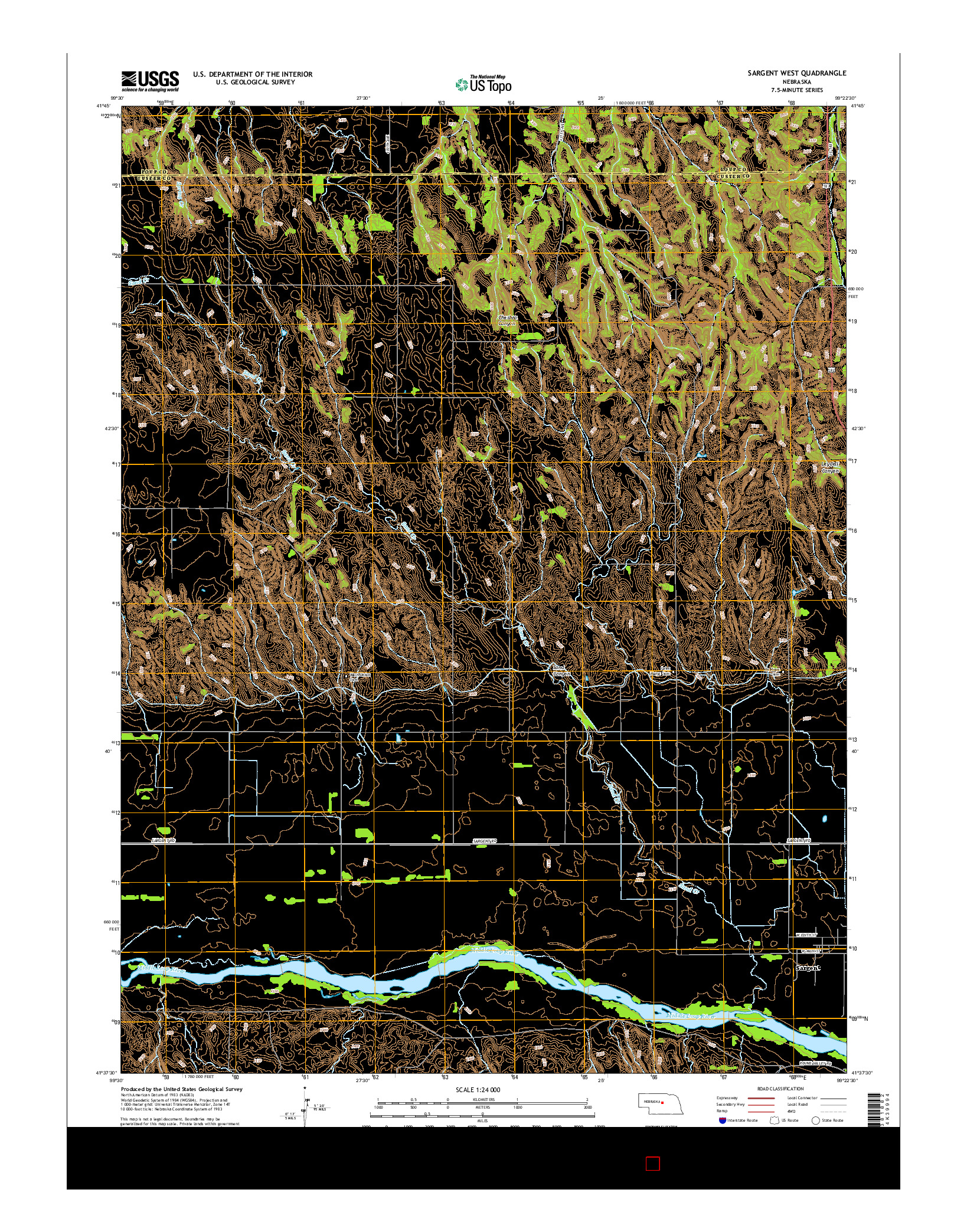 USGS US TOPO 7.5-MINUTE MAP FOR SARGENT WEST, NE 2014