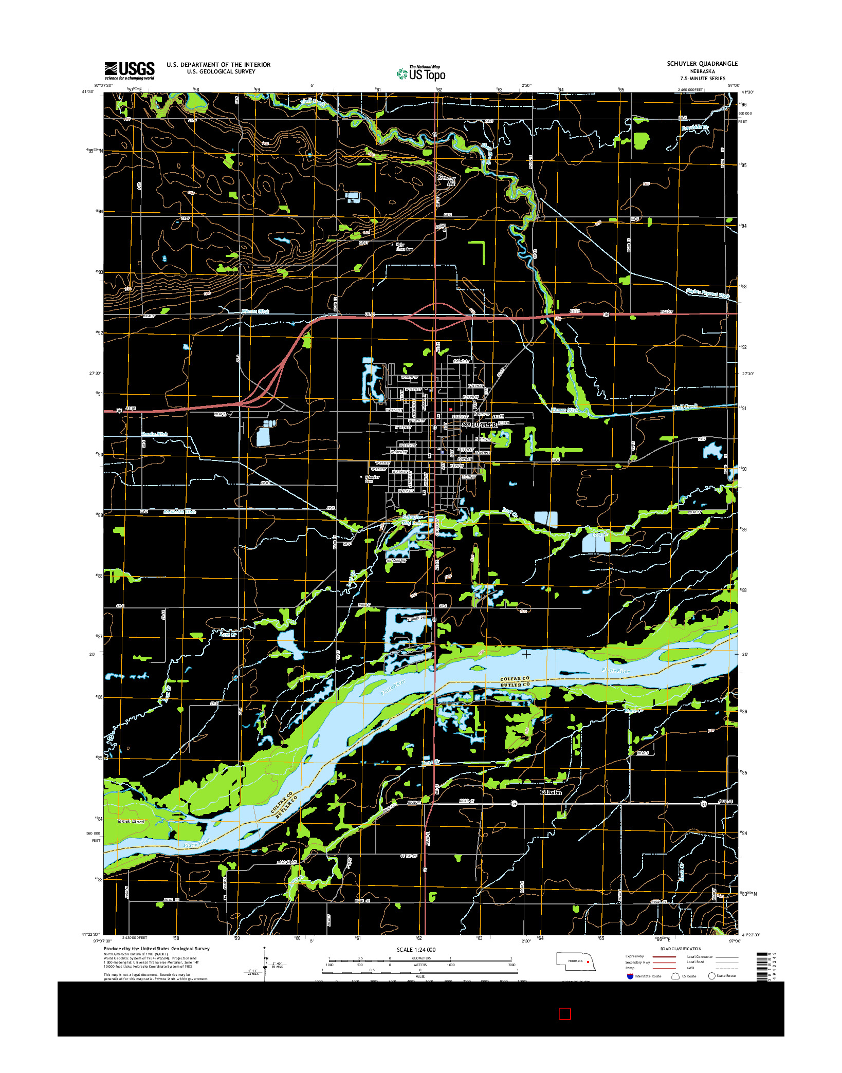 USGS US TOPO 7.5-MINUTE MAP FOR SCHUYLER, NE 2014