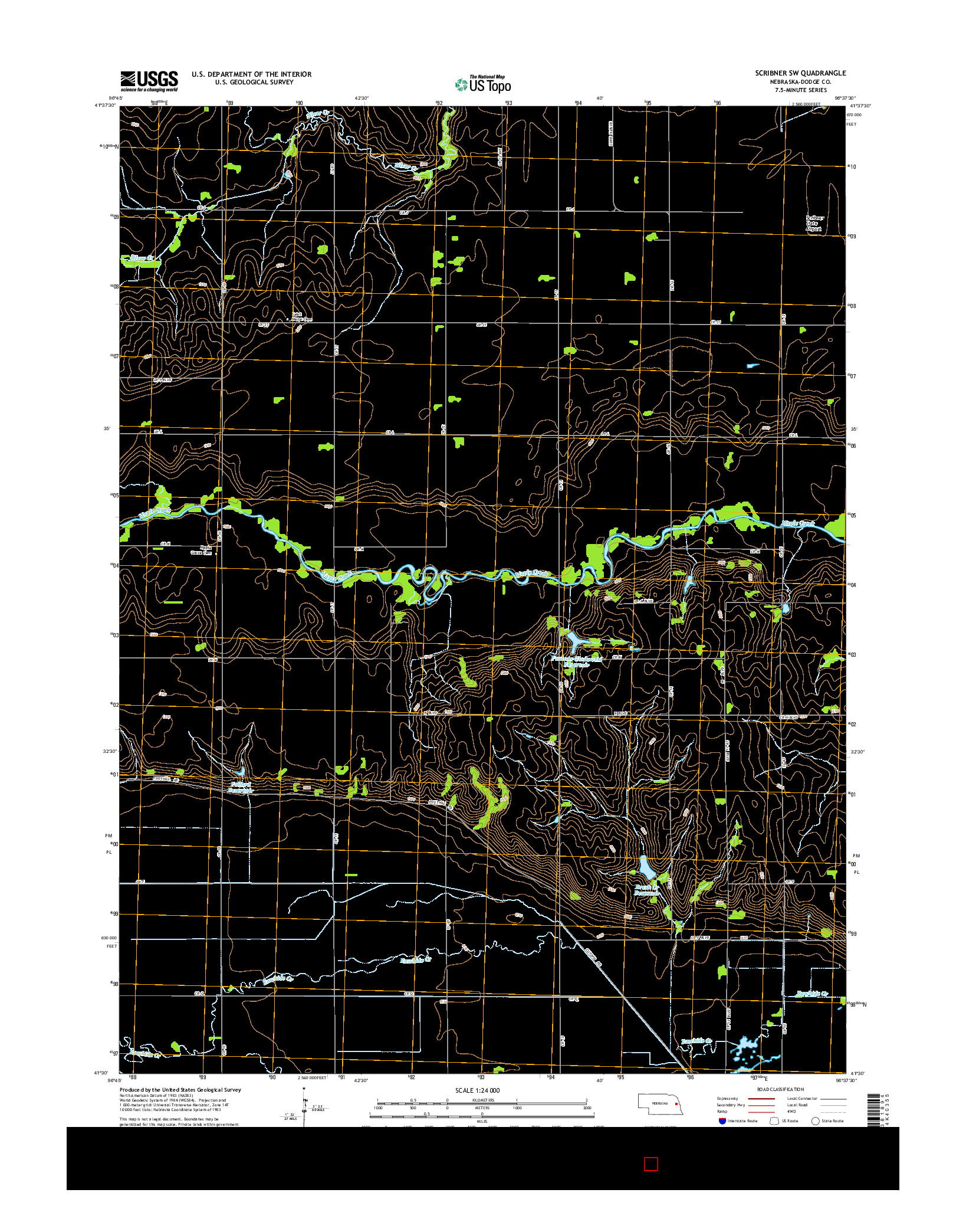 USGS US TOPO 7.5-MINUTE MAP FOR SCRIBNER SW, NE 2014