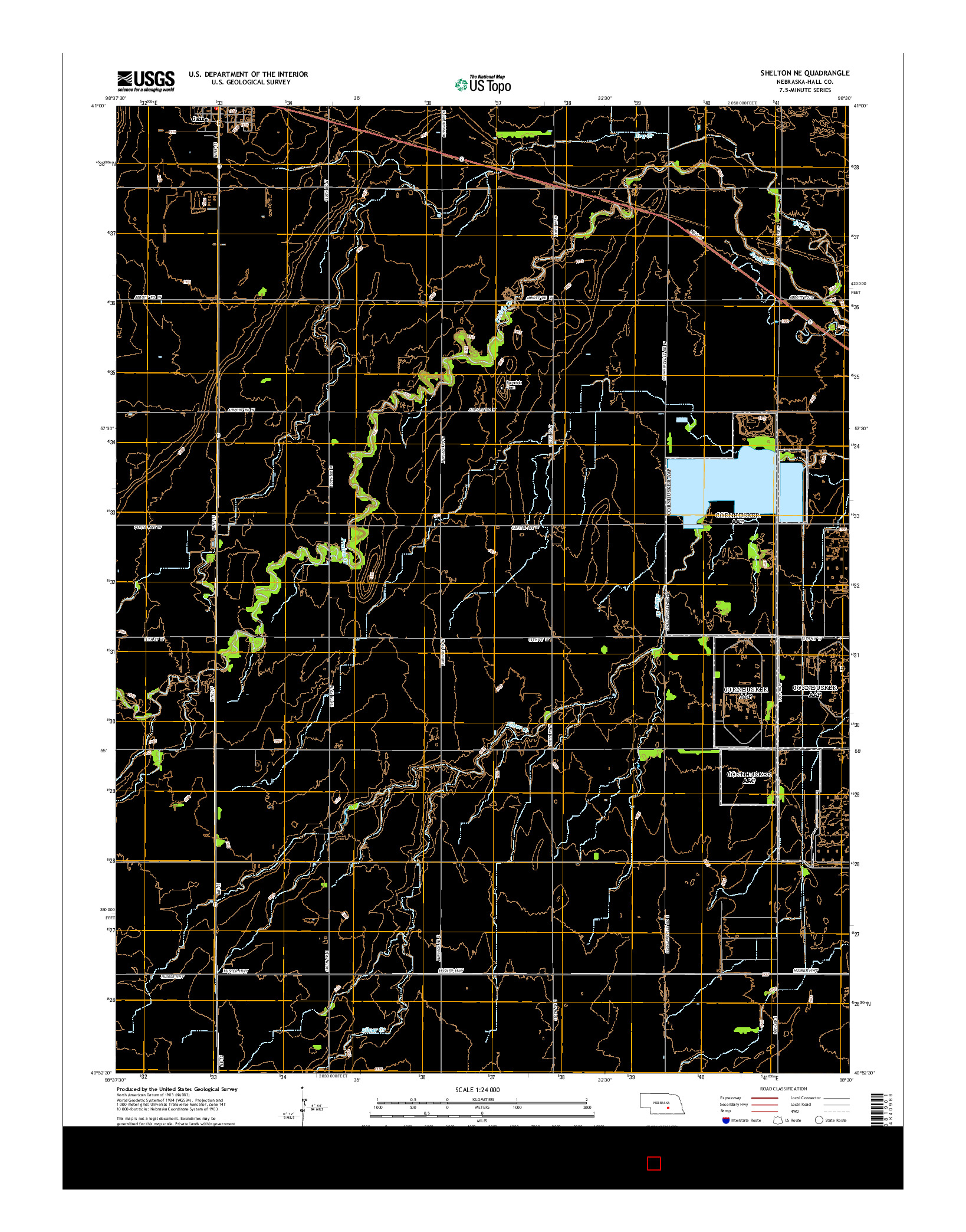 USGS US TOPO 7.5-MINUTE MAP FOR SHELTON NE, NE 2014