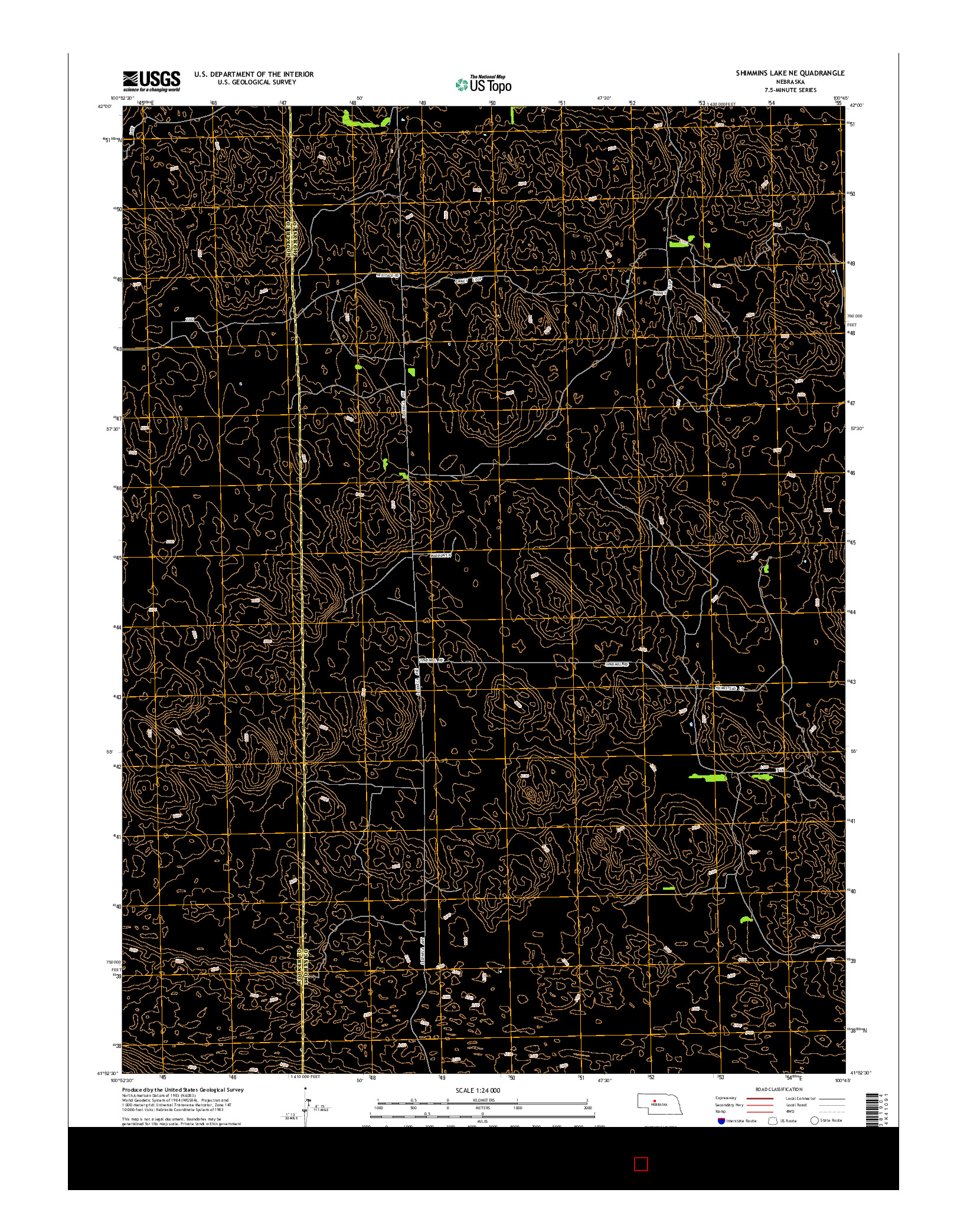 USGS US TOPO 7.5-MINUTE MAP FOR SHIMMINS LAKE NE, NE 2014