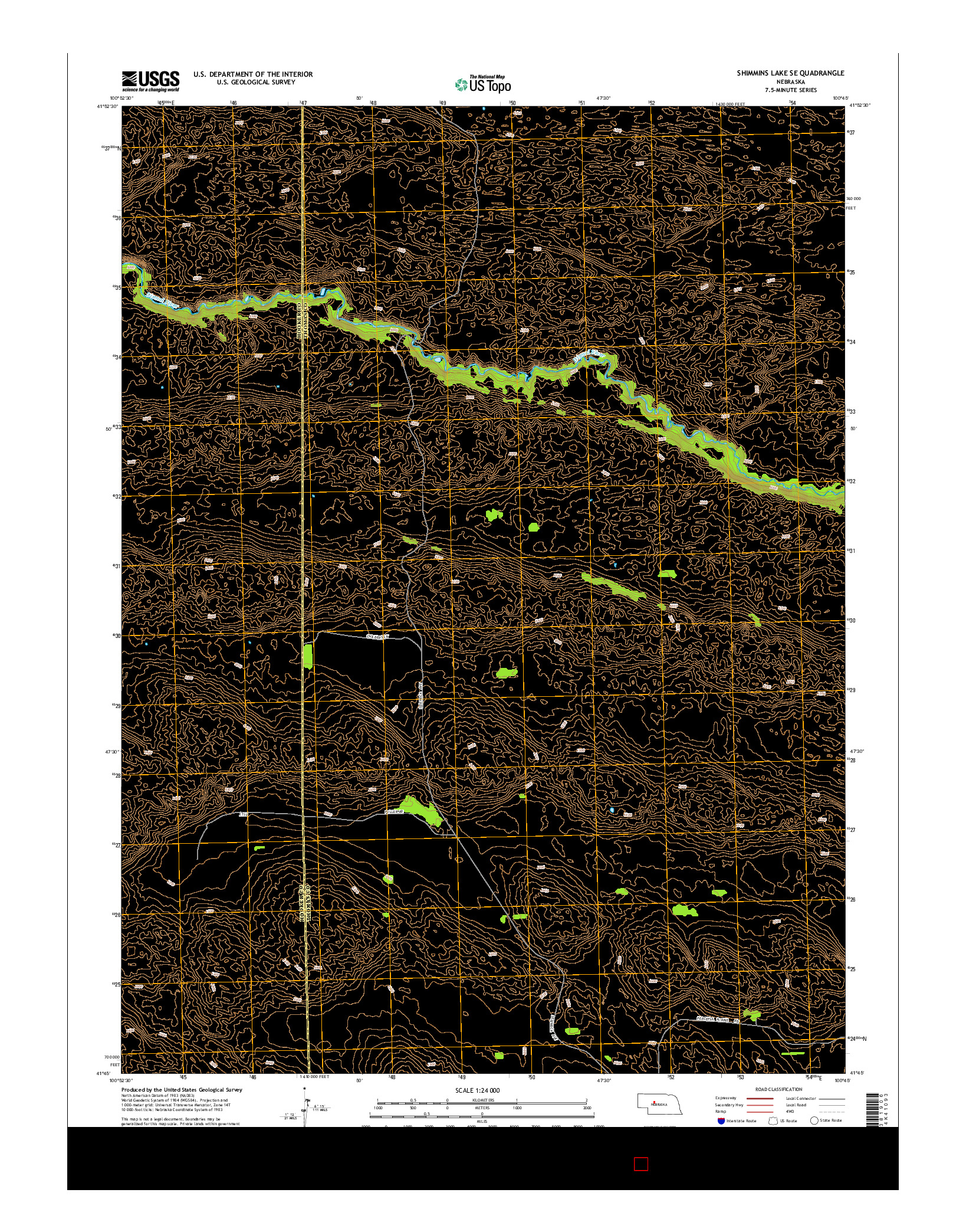 USGS US TOPO 7.5-MINUTE MAP FOR SHIMMINS LAKE SE, NE 2014