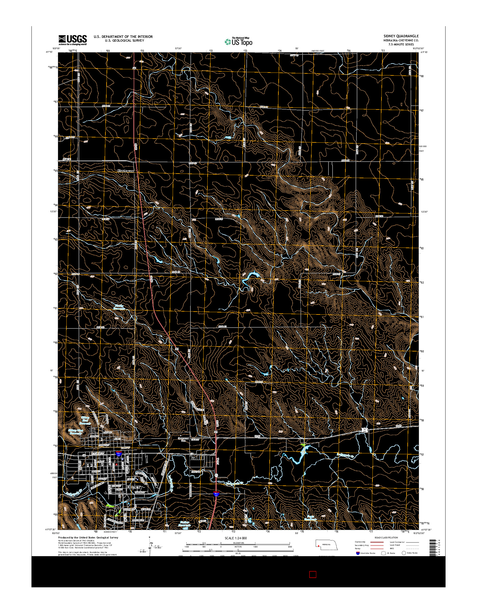 USGS US TOPO 7.5-MINUTE MAP FOR SIDNEY, NE 2014