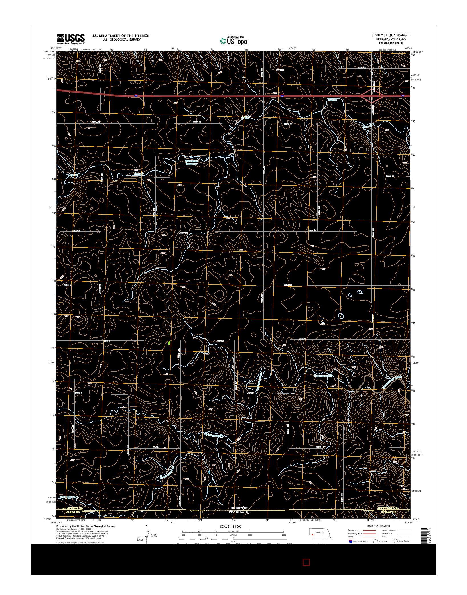 USGS US TOPO 7.5-MINUTE MAP FOR SIDNEY SE, NE-CO 2014