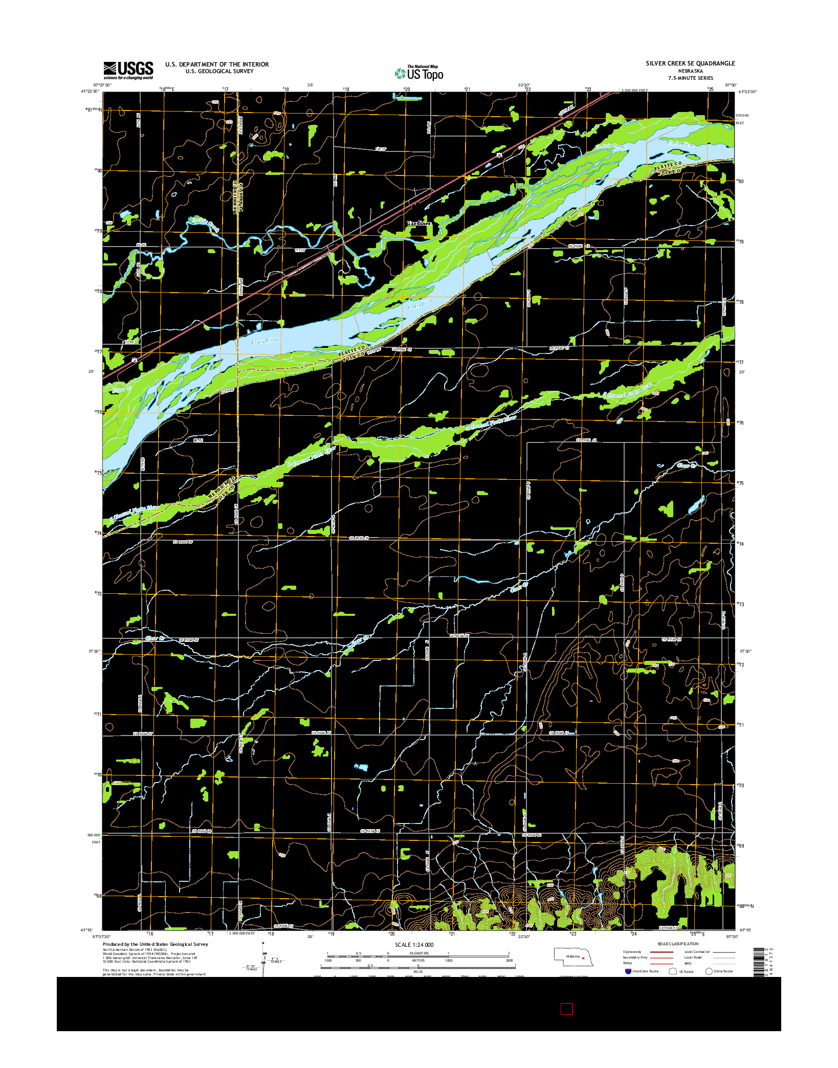 USGS US TOPO 7.5-MINUTE MAP FOR SILVER CREEK SE, NE 2014