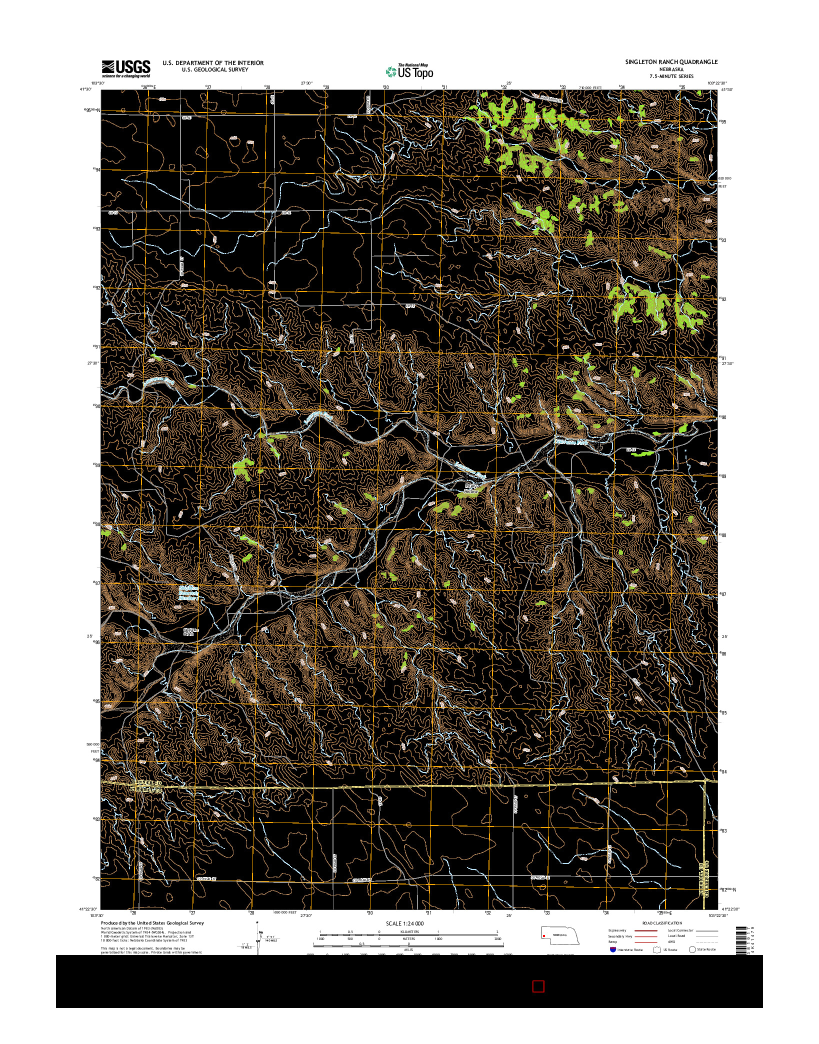 USGS US TOPO 7.5-MINUTE MAP FOR SINGLETON RANCH, NE 2014