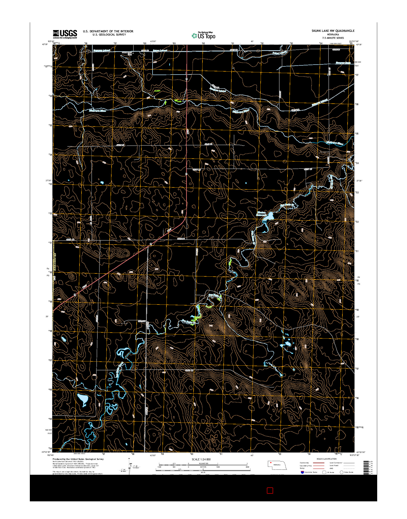 USGS US TOPO 7.5-MINUTE MAP FOR SKUNK LAKE NW, NE 2014
