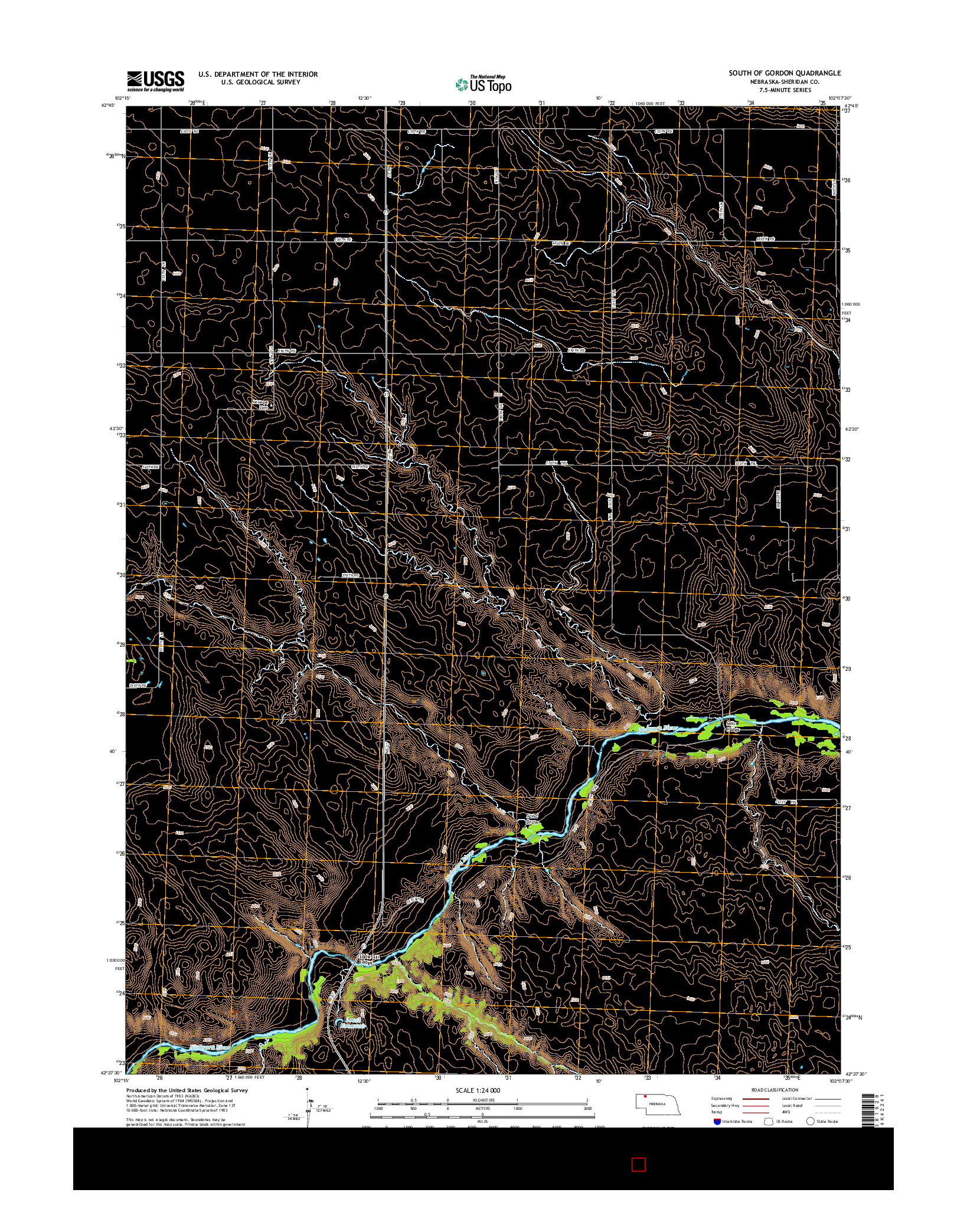 USGS US TOPO 7.5-MINUTE MAP FOR SOUTH OF GORDON, NE 2014