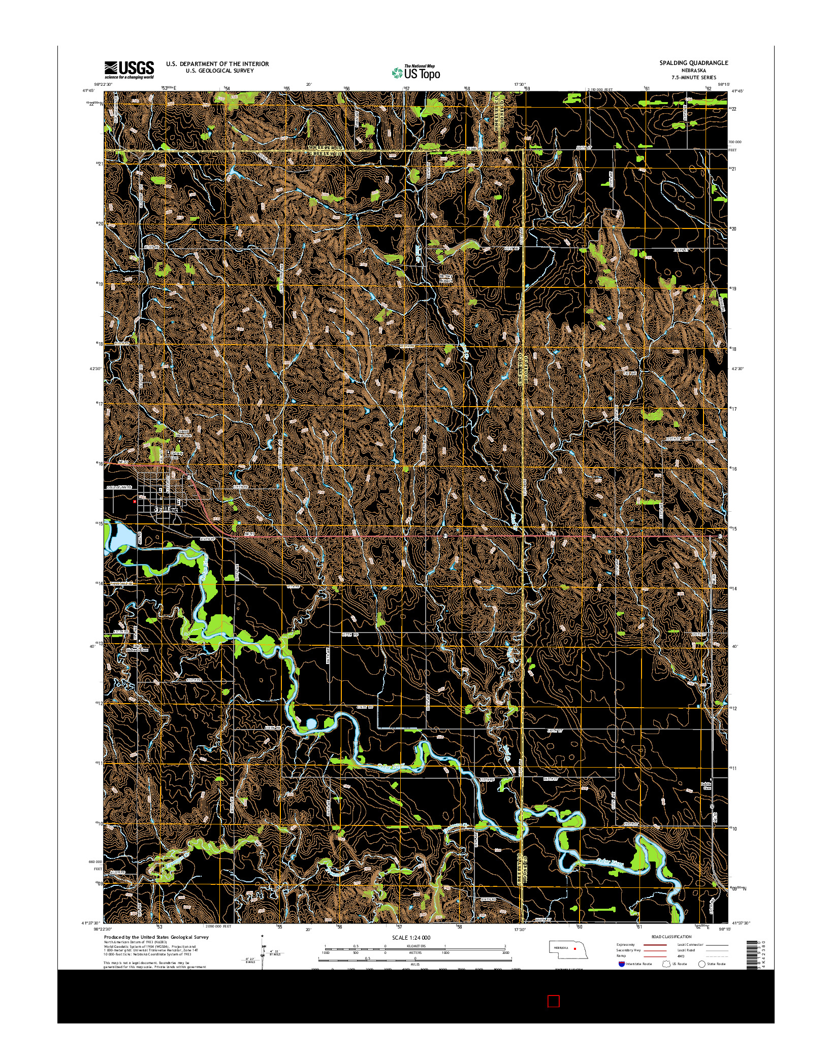 USGS US TOPO 7.5-MINUTE MAP FOR SPALDING, NE 2014