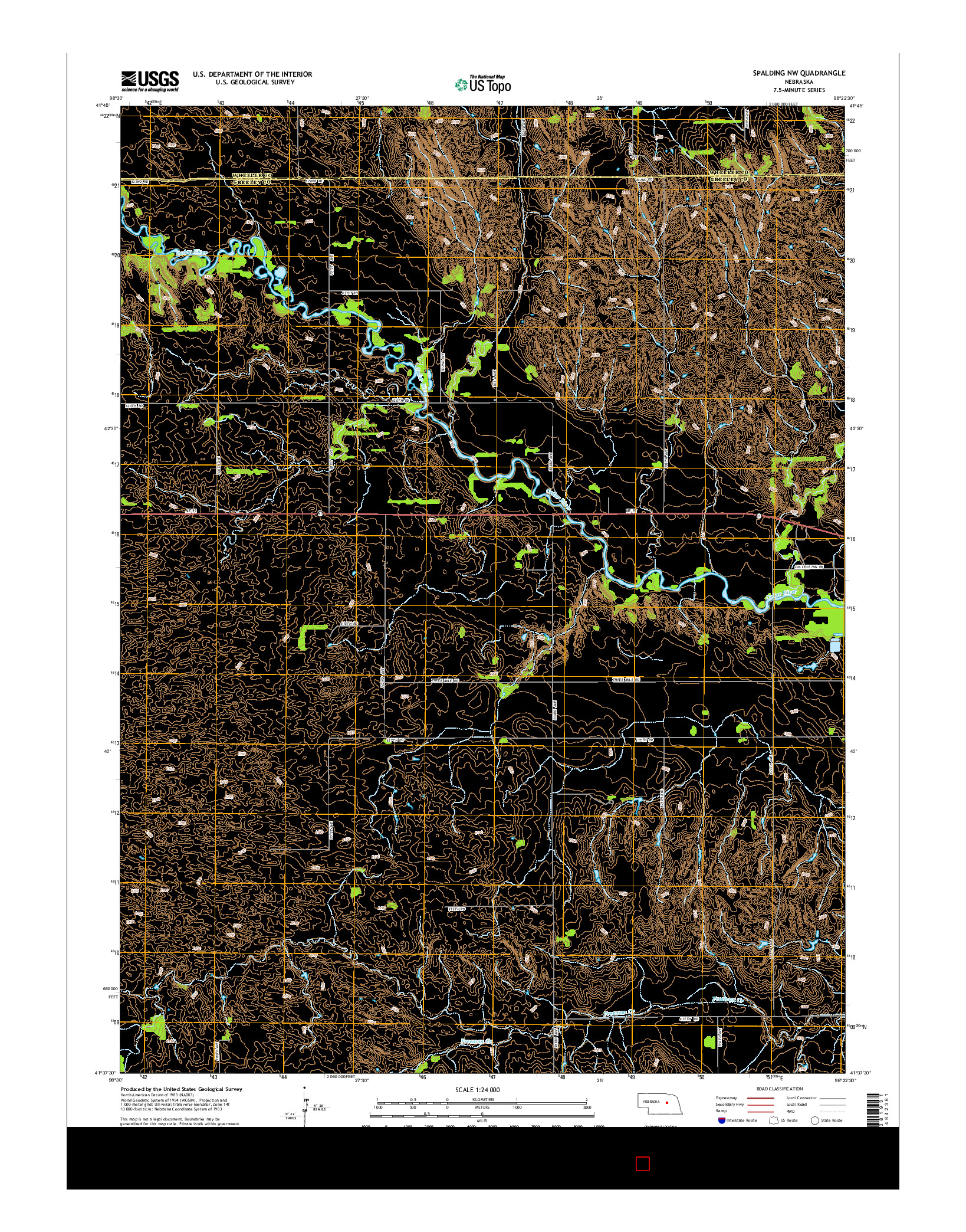 USGS US TOPO 7.5-MINUTE MAP FOR SPALDING NW, NE 2014