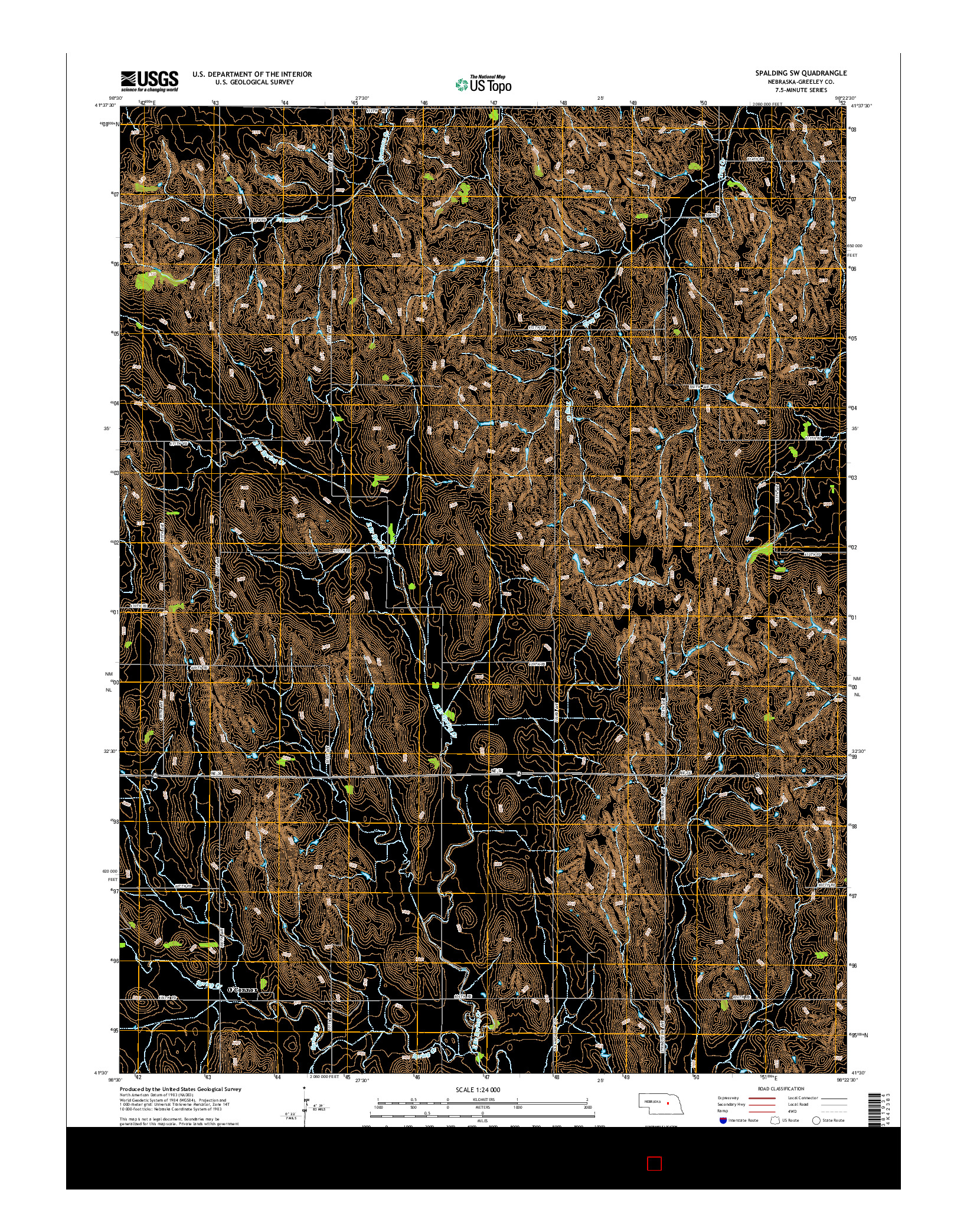 USGS US TOPO 7.5-MINUTE MAP FOR SPALDING SW, NE 2014