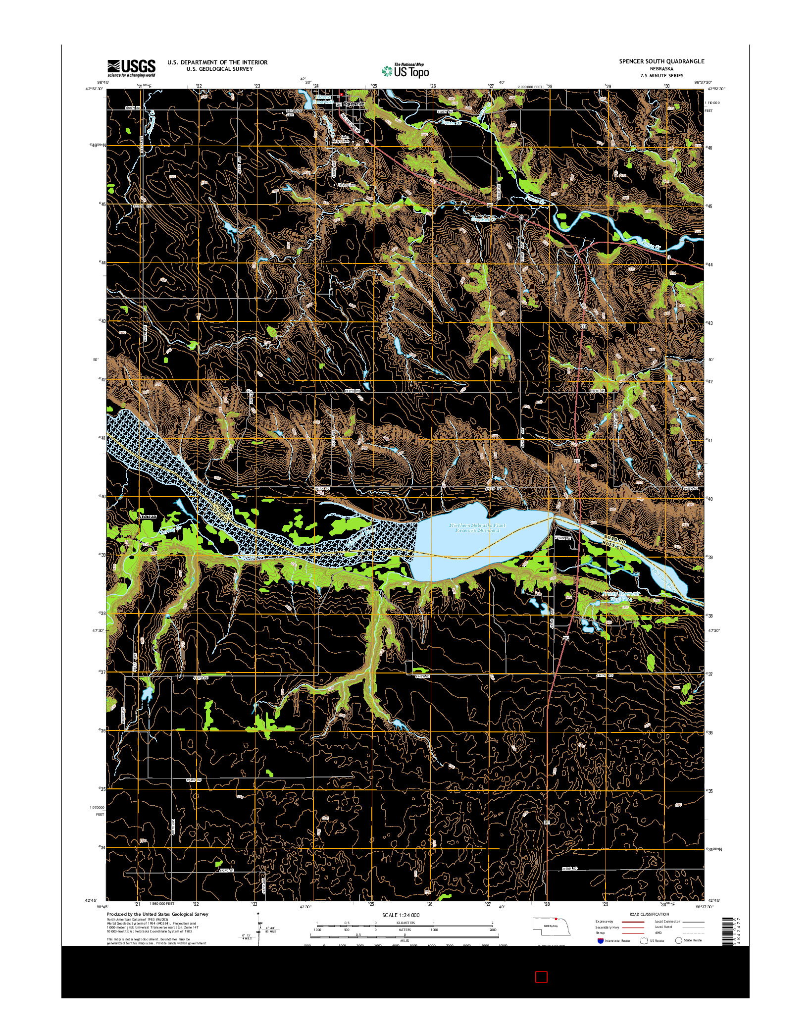 USGS US TOPO 7.5-MINUTE MAP FOR SPENCER SOUTH, NE 2014