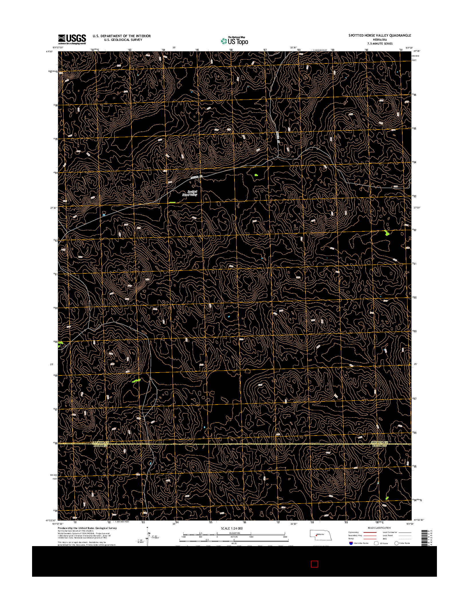 USGS US TOPO 7.5-MINUTE MAP FOR SPOTTED HORSE VALLEY, NE 2014