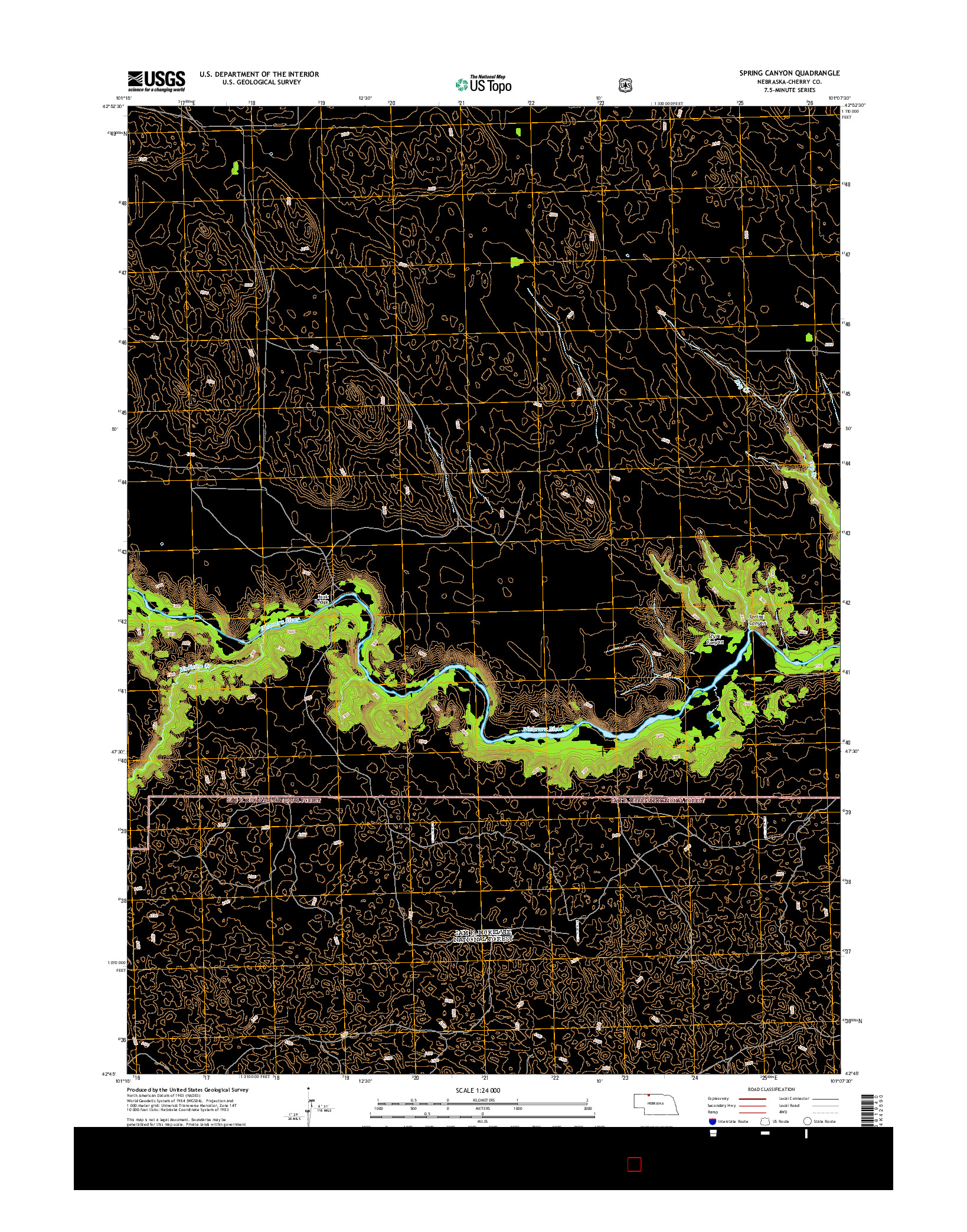 USGS US TOPO 7.5-MINUTE MAP FOR SPRING CANYON, NE 2014