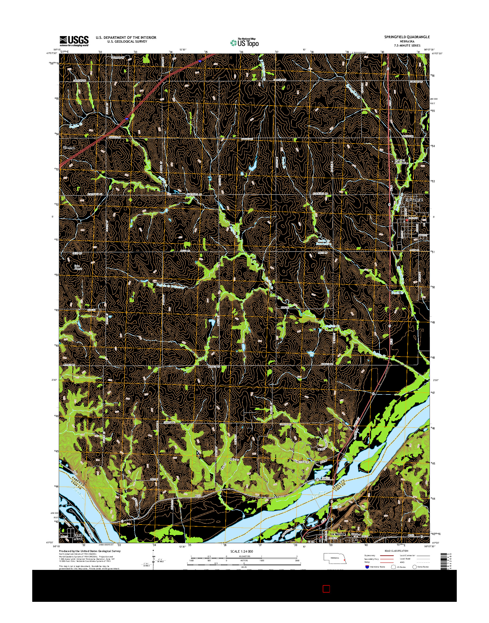 USGS US TOPO 7.5-MINUTE MAP FOR SPRINGFIELD, NE 2014