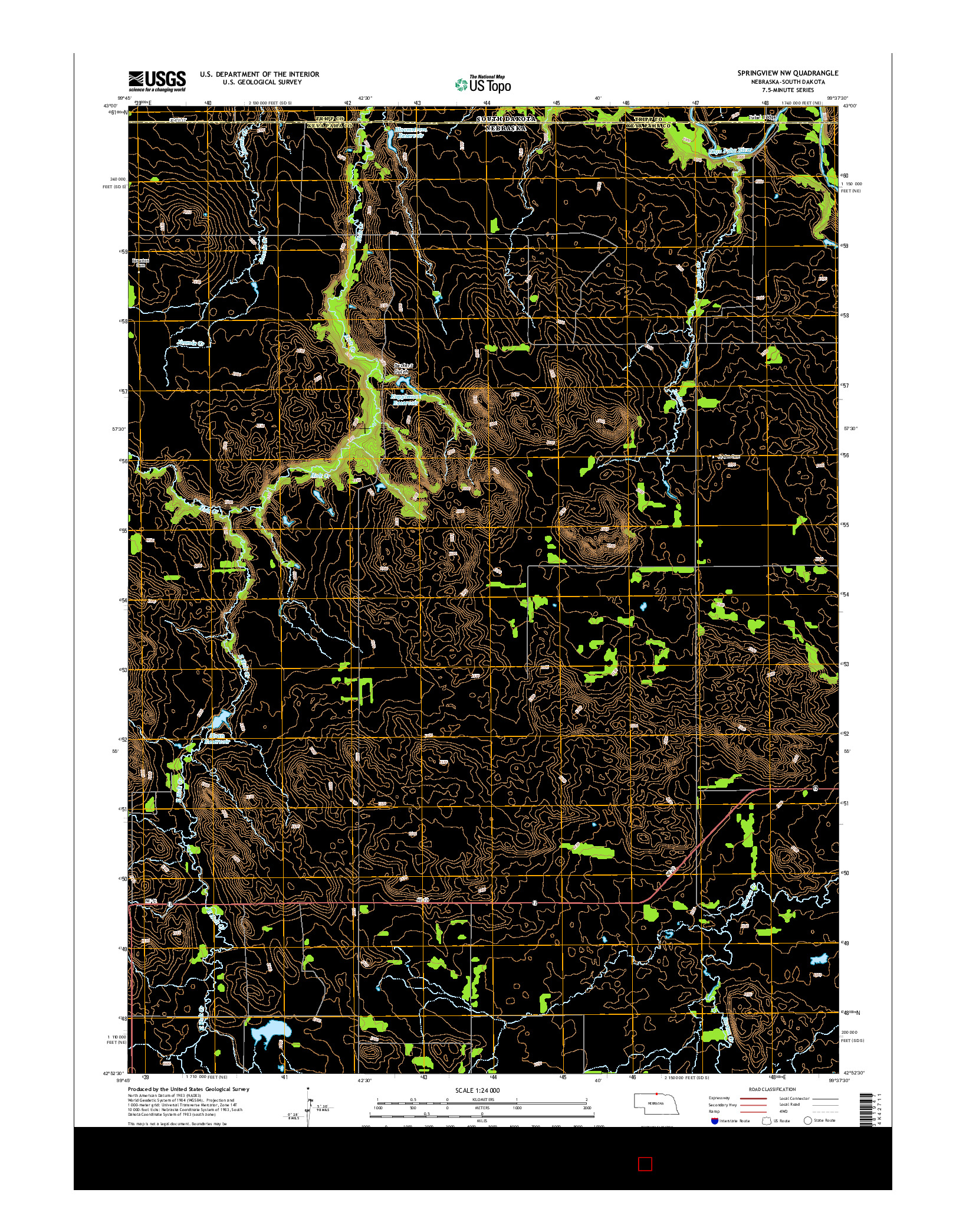 USGS US TOPO 7.5-MINUTE MAP FOR SPRINGVIEW NW, NE-SD 2014