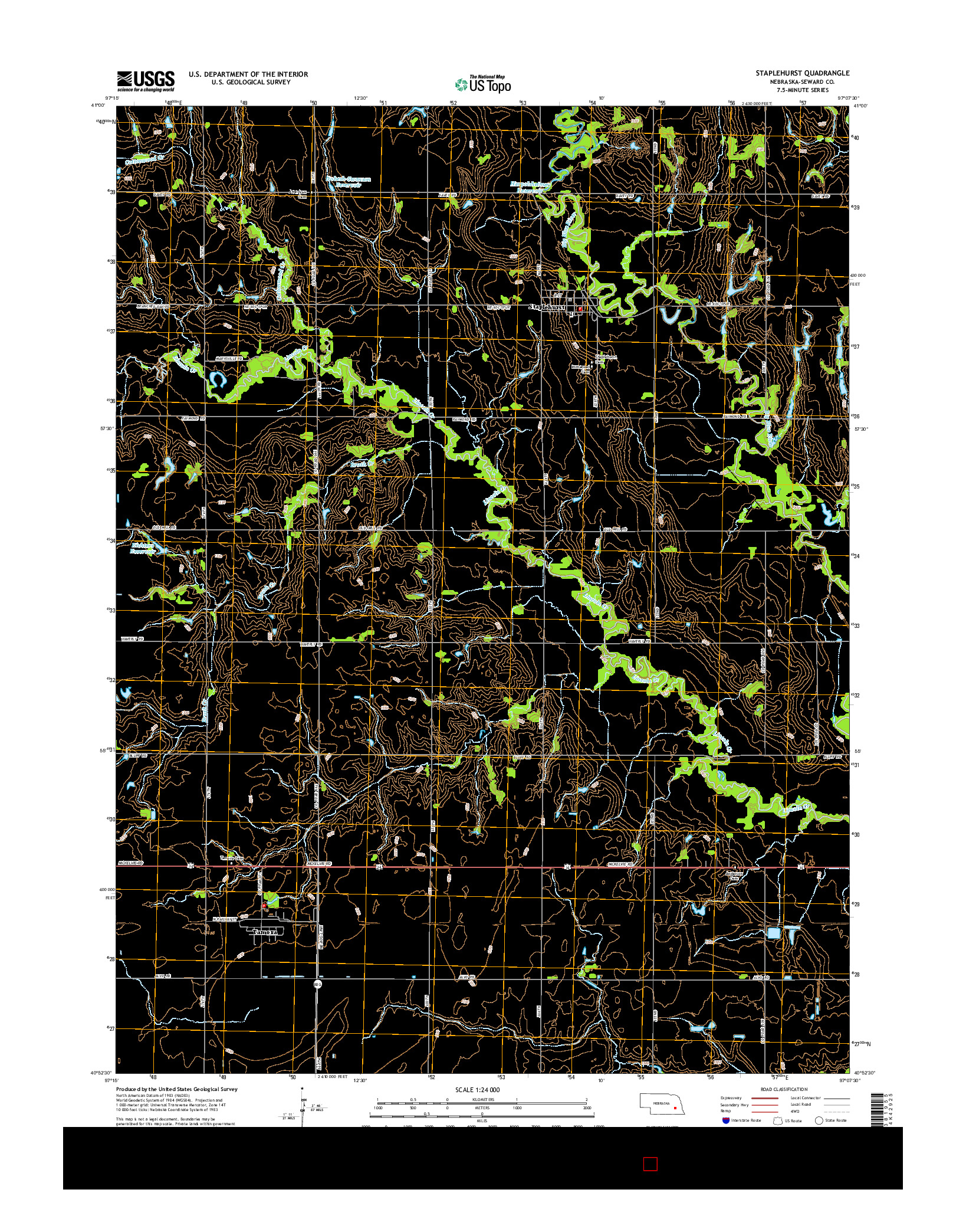 USGS US TOPO 7.5-MINUTE MAP FOR STAPLEHURST, NE 2014