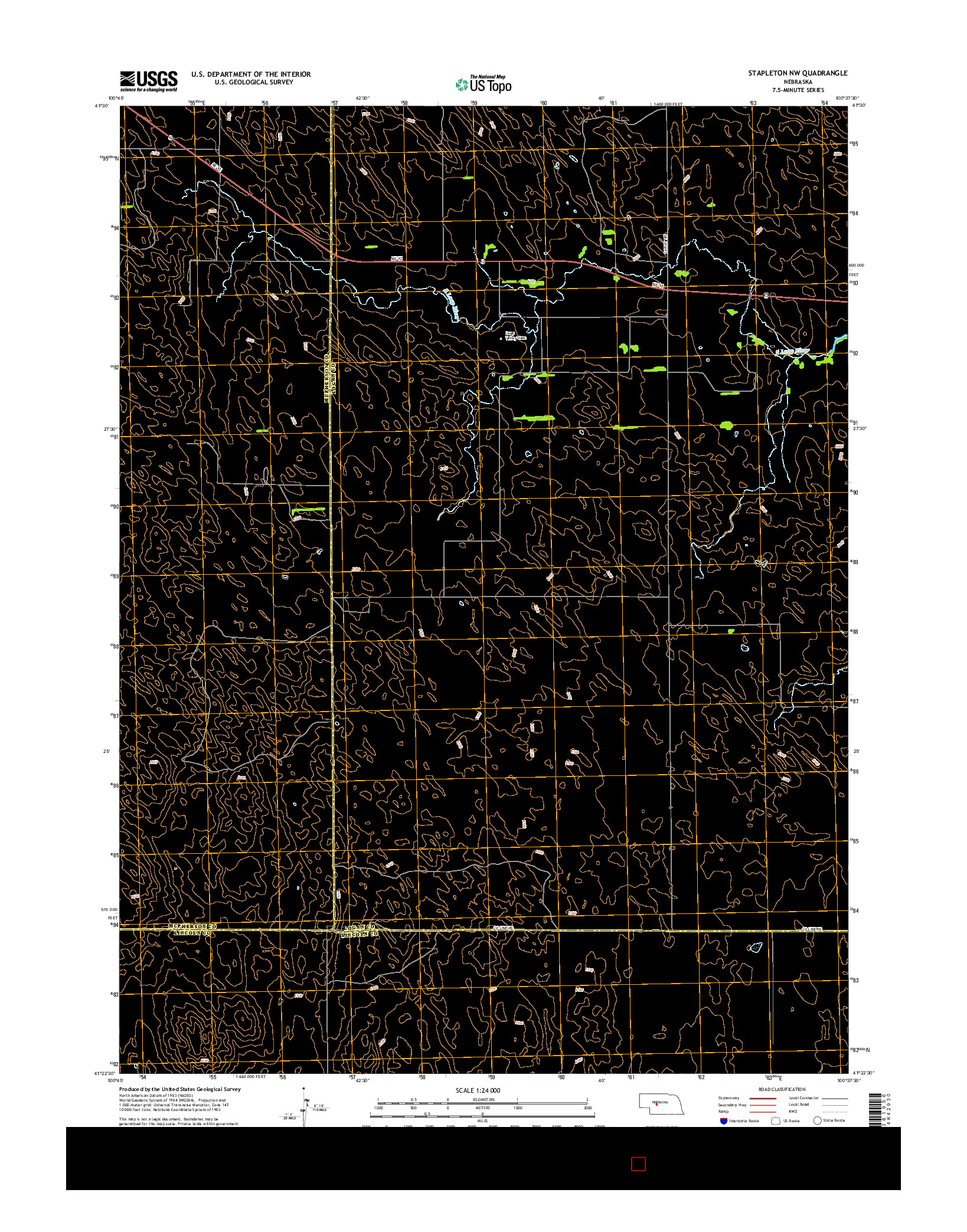 USGS US TOPO 7.5-MINUTE MAP FOR STAPLETON NW, NE 2014