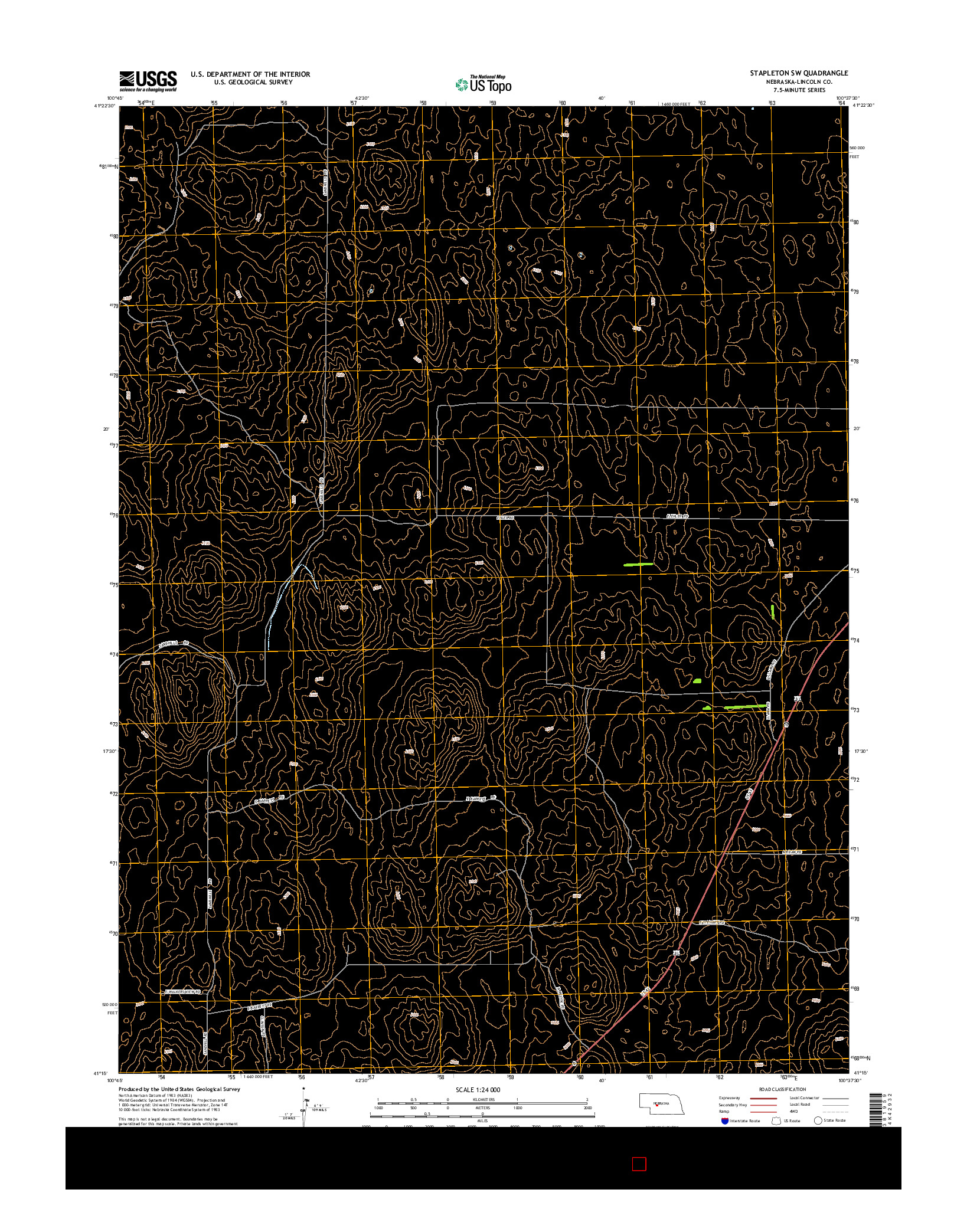 USGS US TOPO 7.5-MINUTE MAP FOR STAPLETON SW, NE 2014