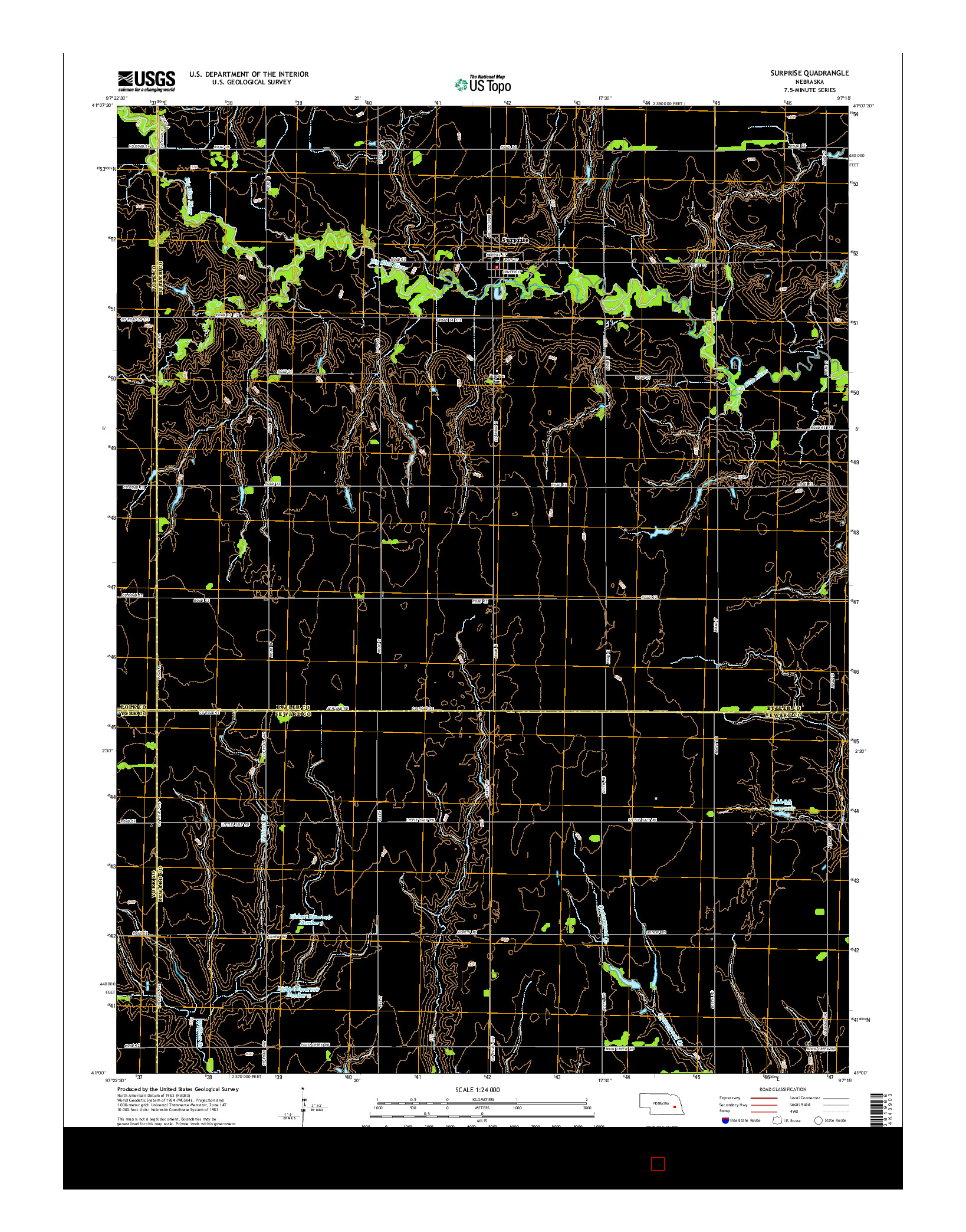 USGS US TOPO 7.5-MINUTE MAP FOR SURPRISE, NE 2014