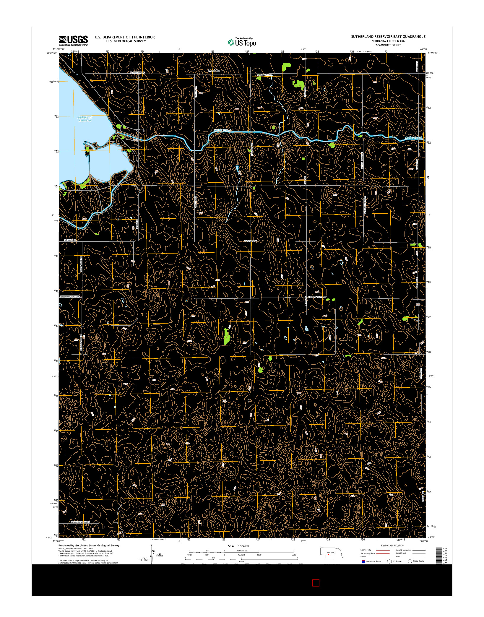 USGS US TOPO 7.5-MINUTE MAP FOR SUTHERLAND RESERVOIR EAST, NE 2014