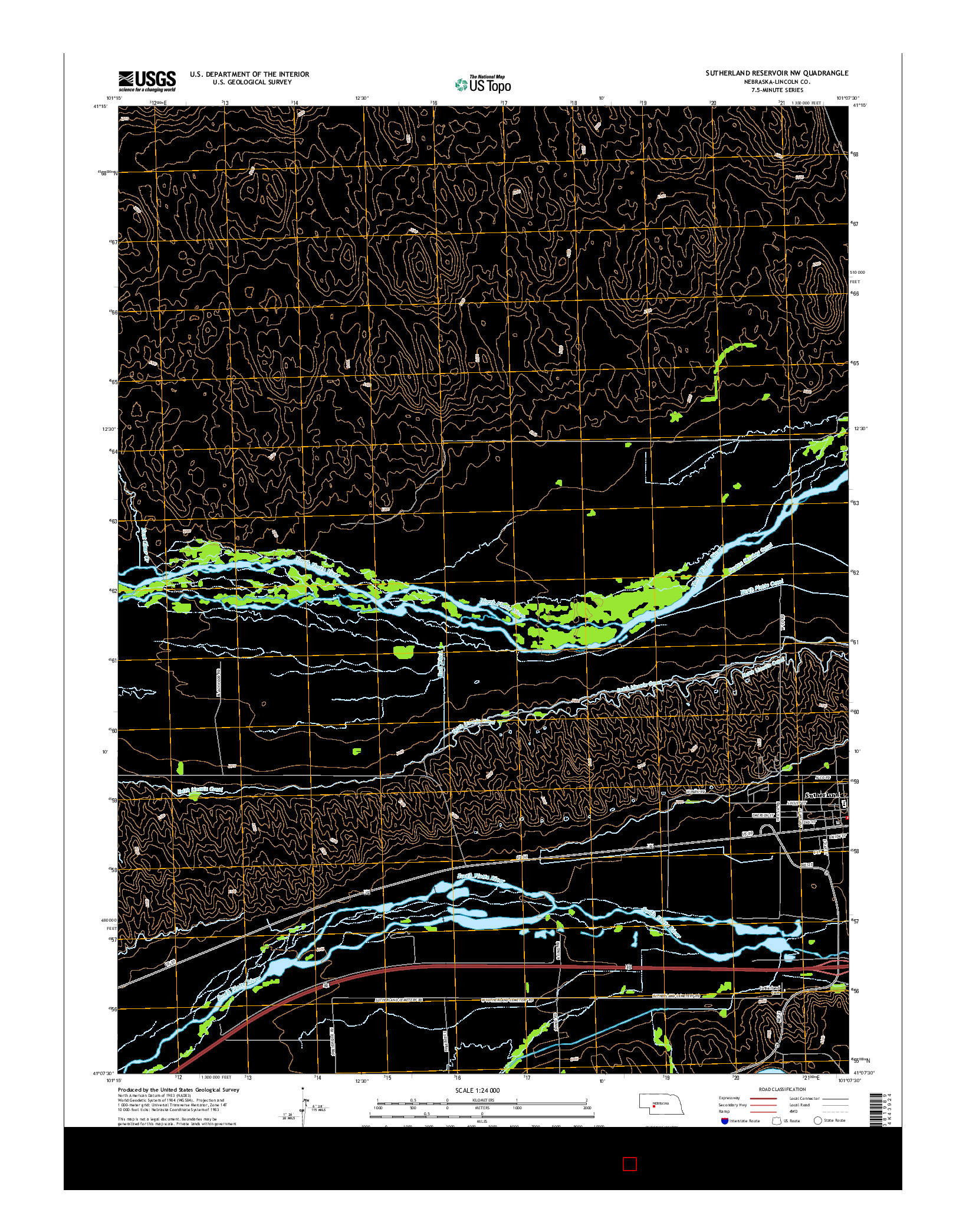 USGS US TOPO 7.5-MINUTE MAP FOR SUTHERLAND RESERVOIR NW, NE 2014