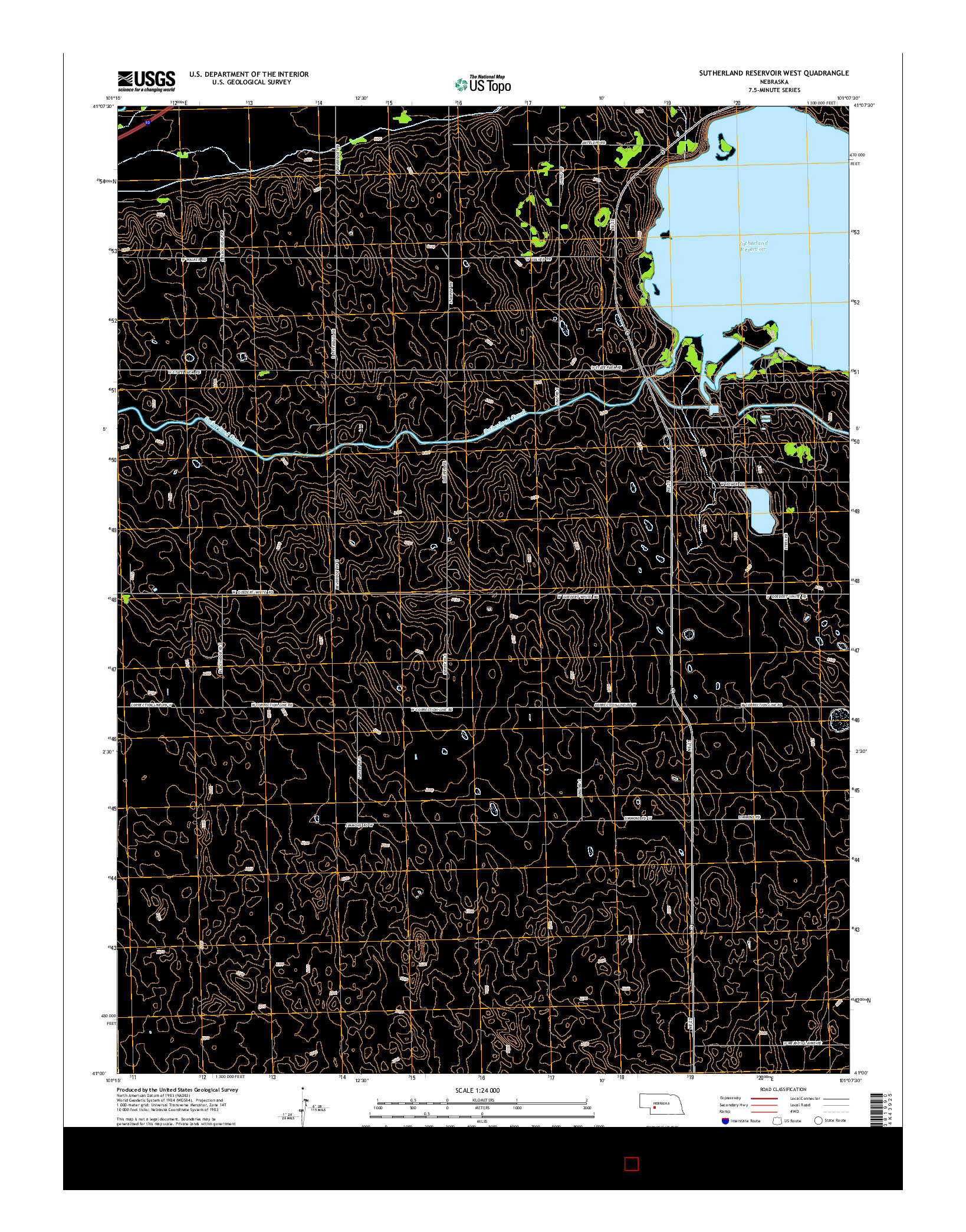 USGS US TOPO 7.5-MINUTE MAP FOR SUTHERLAND RESERVOIR WEST, NE 2014