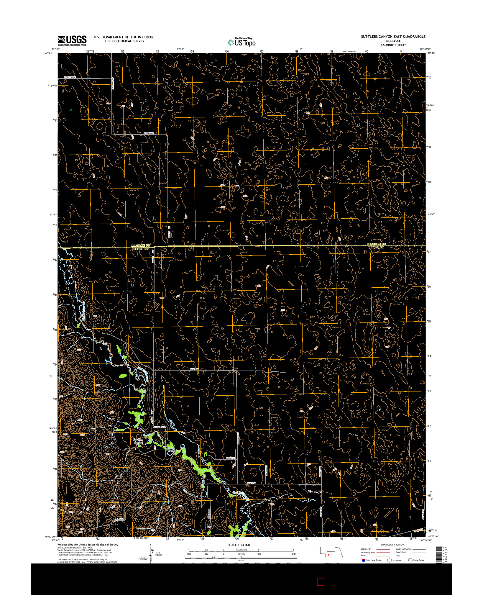 USGS US TOPO 7.5-MINUTE MAP FOR SUTTLERS CANYON EAST, NE 2014