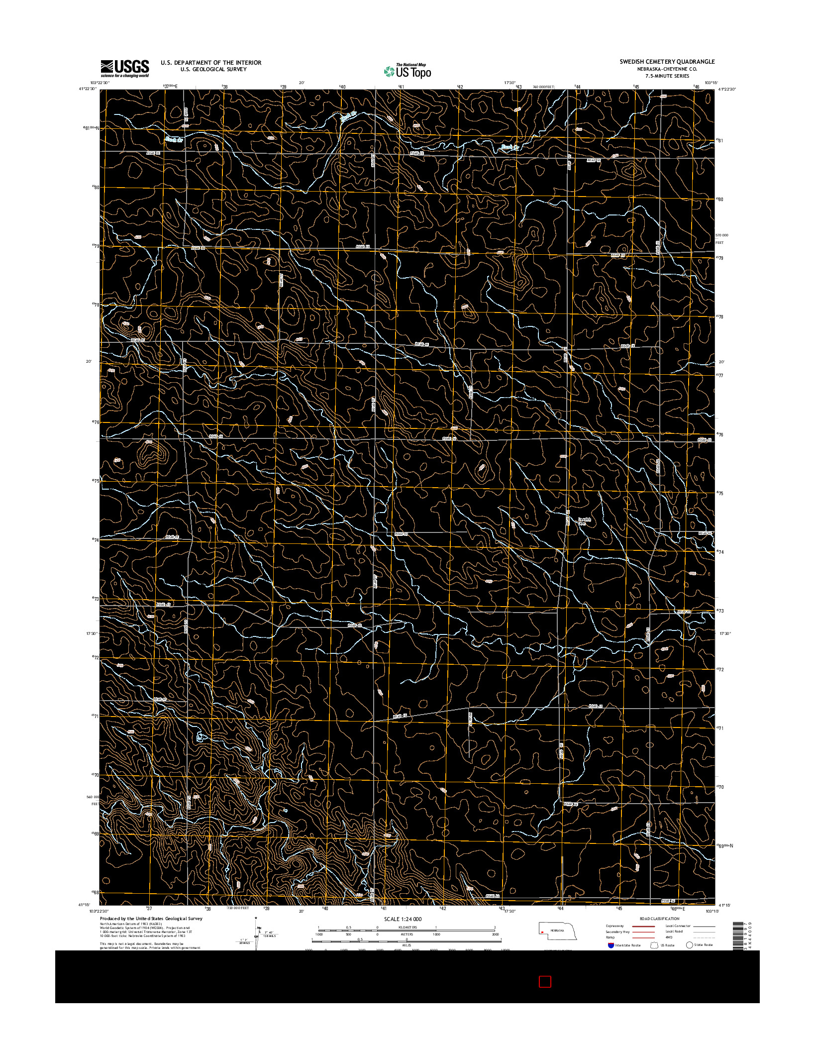 USGS US TOPO 7.5-MINUTE MAP FOR SWEDISH CEMETERY, NE 2014