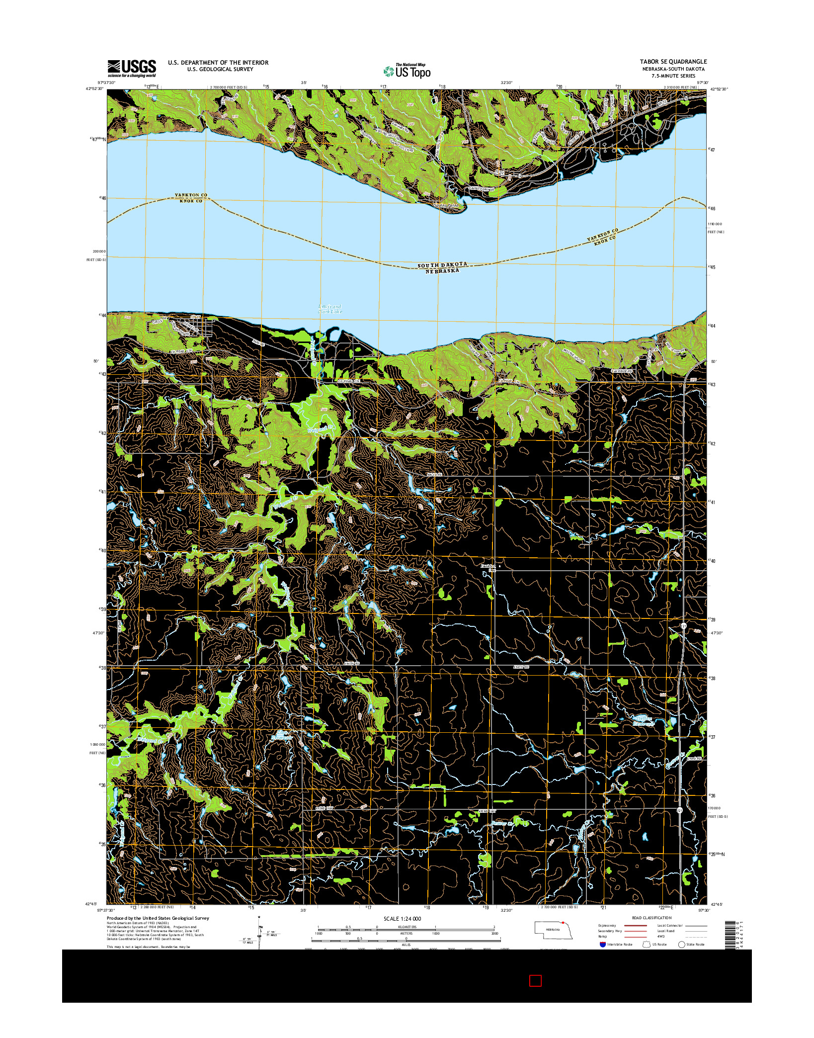 USGS US TOPO 7.5-MINUTE MAP FOR TABOR SE, NE-SD 2014