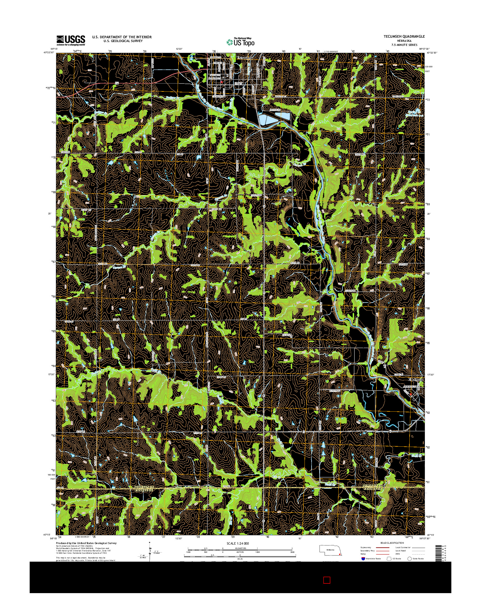 USGS US TOPO 7.5-MINUTE MAP FOR TECUMSEH, NE 2014