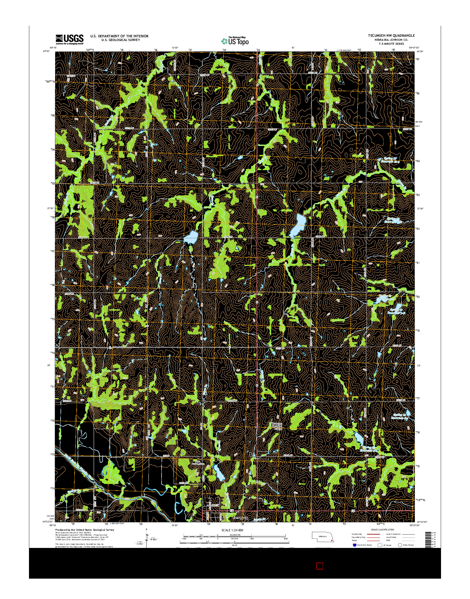 USGS US TOPO 7.5-MINUTE MAP FOR TECUMSEH NW, NE 2014