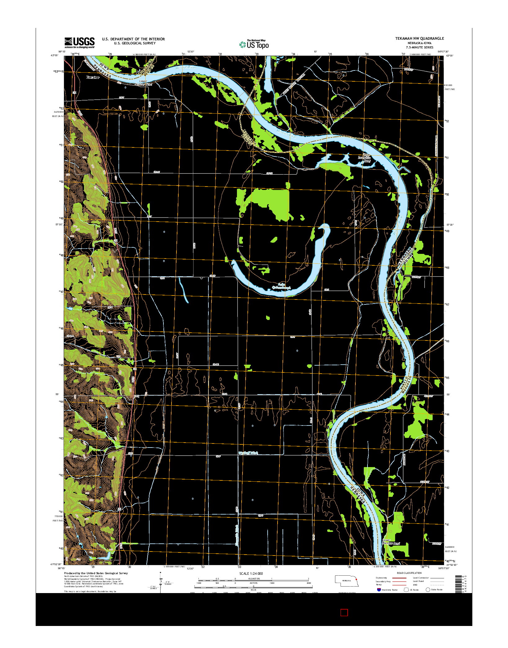 USGS US TOPO 7.5-MINUTE MAP FOR TEKAMAH NW, NE-IA 2014