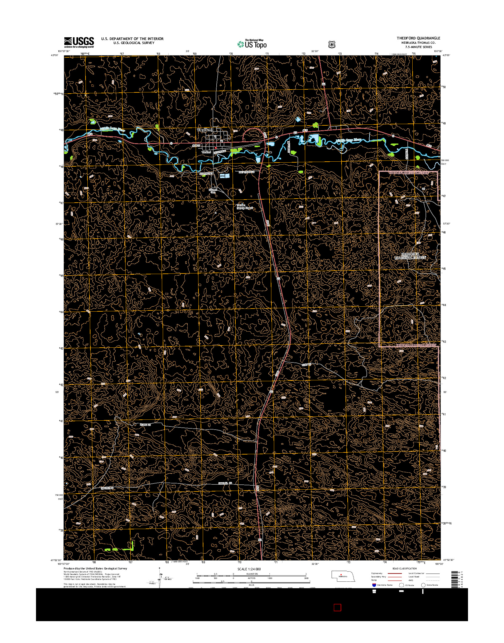 USGS US TOPO 7.5-MINUTE MAP FOR THEDFORD, NE 2014