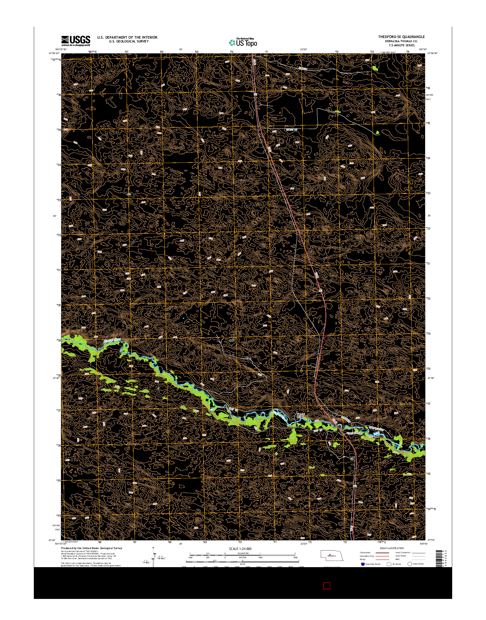 USGS US TOPO 7.5-MINUTE MAP FOR THEDFORD SE, NE 2014